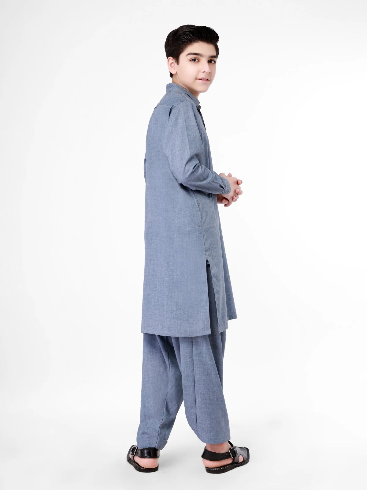 Boy's Blue Kurta Shalwar - EBTKS21-3766 - Image 3