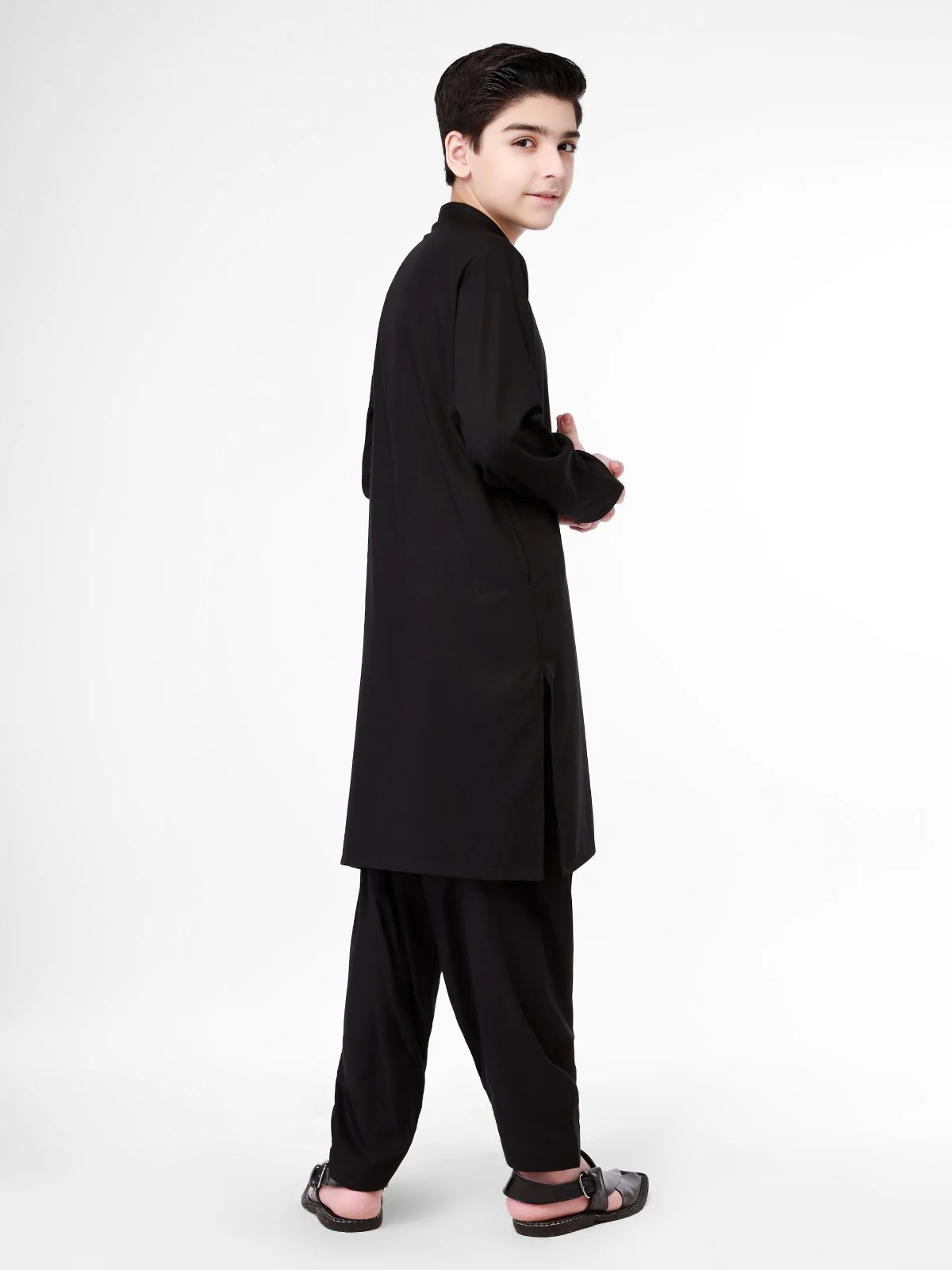 Boy's Black Kurta Shalwar - EBTKS21-3767 - Image 3