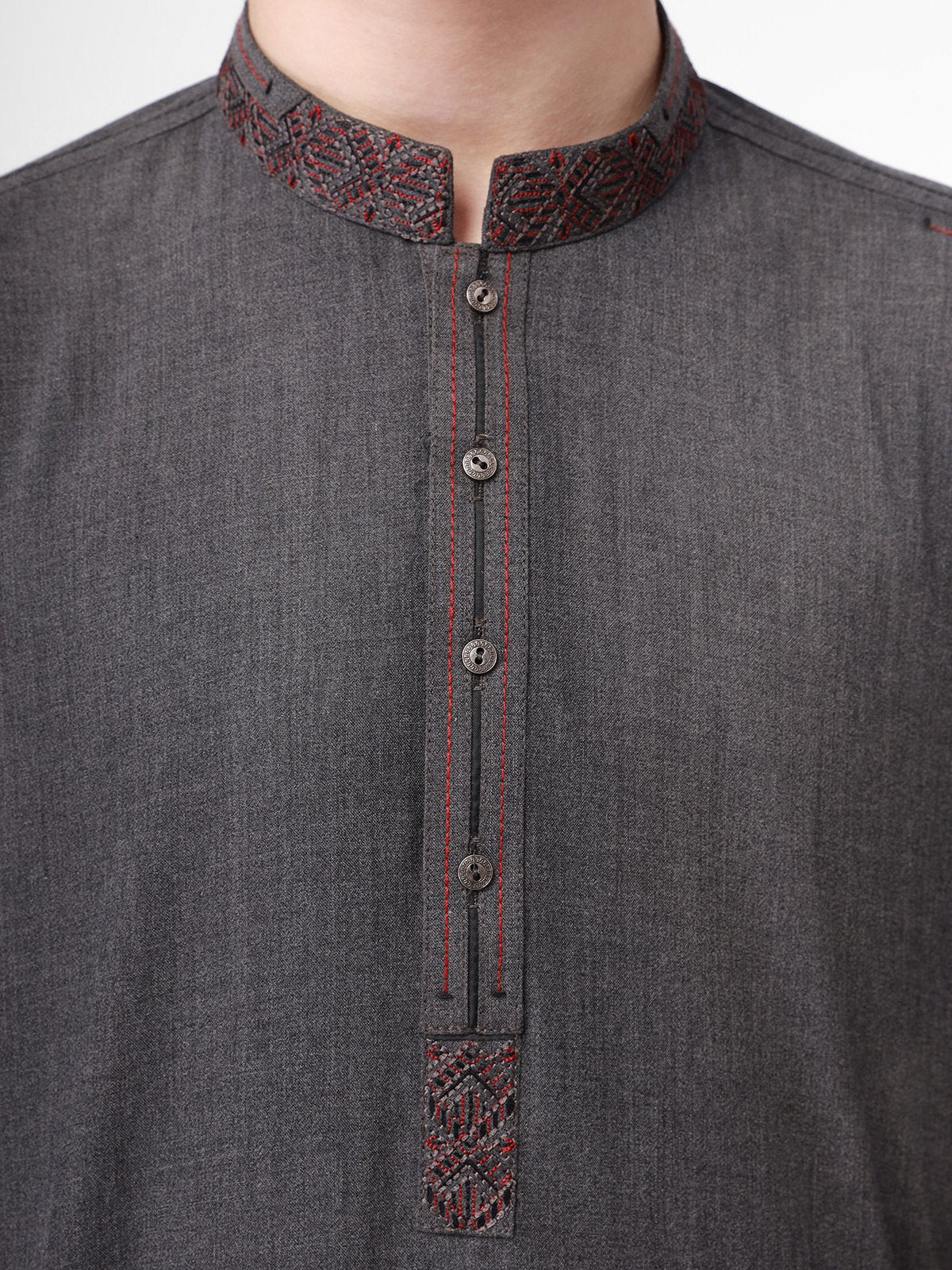 Boy's Dark Grey Kurta Shalwar - EBTKS22-3769 - Image 2