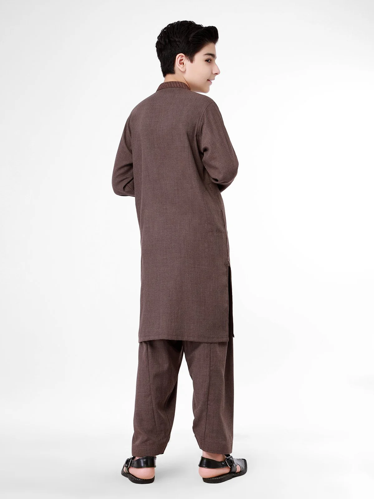 Boy's Brown Kurta Shalwar - EBTKS22-3770 - Image 3