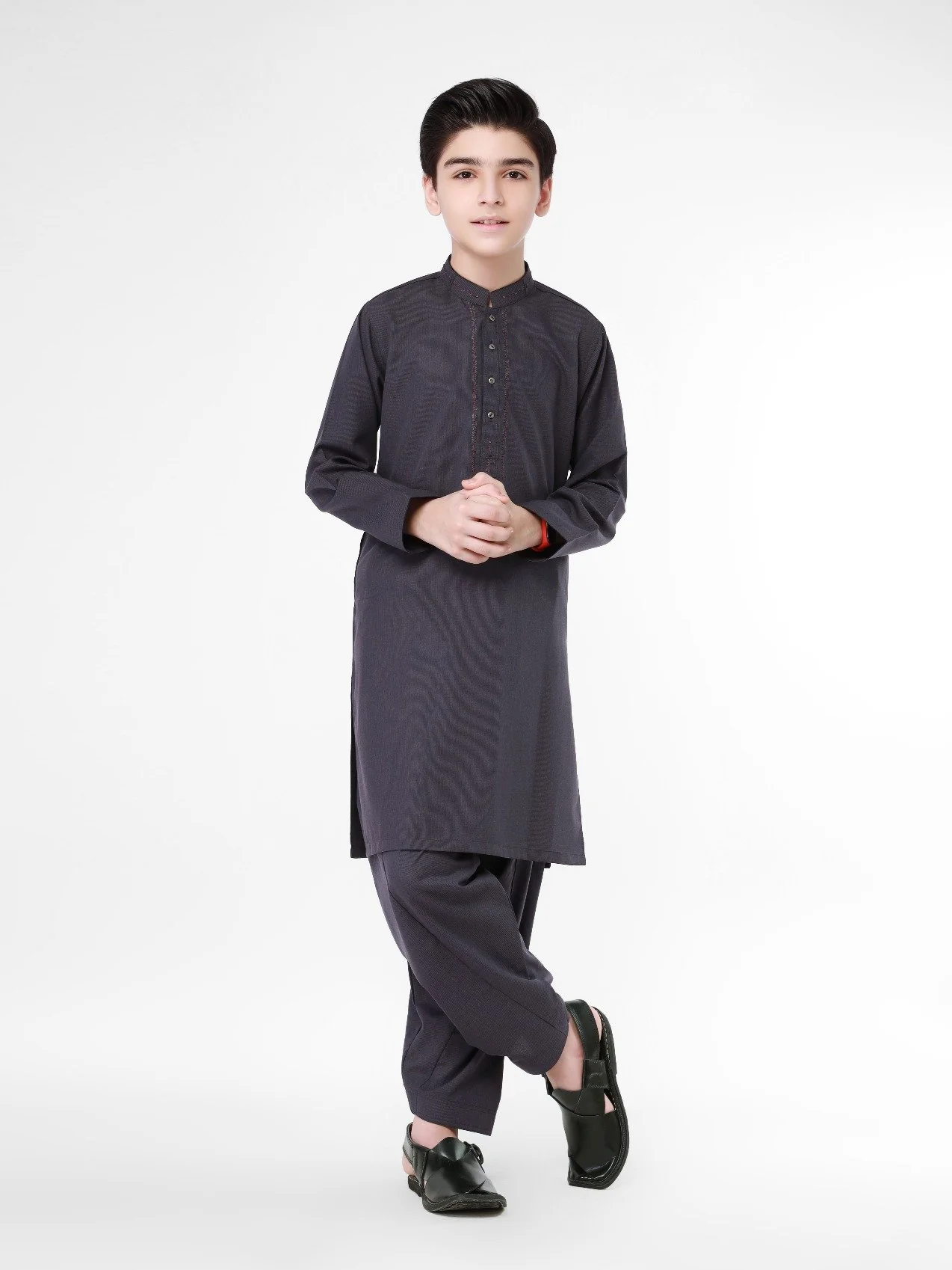 Boy's Dark Plum Kurta Shalwar - EBTKS22-3772 - Image 4