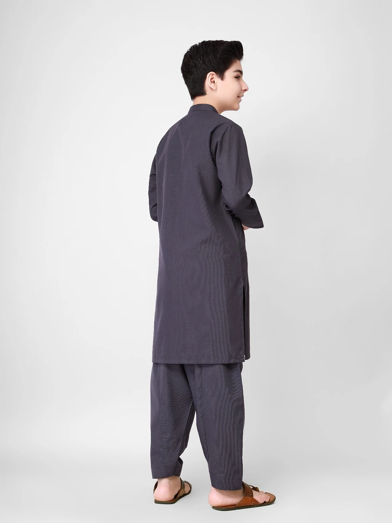 Boy's Dark Plum Kurta Shalwar - EBTKS22-3772 - Image 6