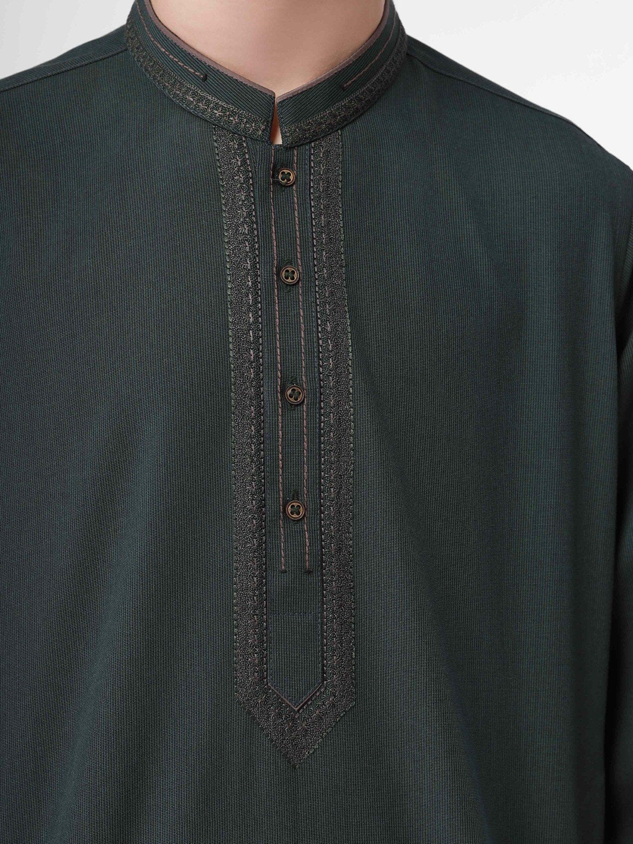 Boy's Bottle Green Kurta Shalwar - EBTKS22-3777 - Image 2