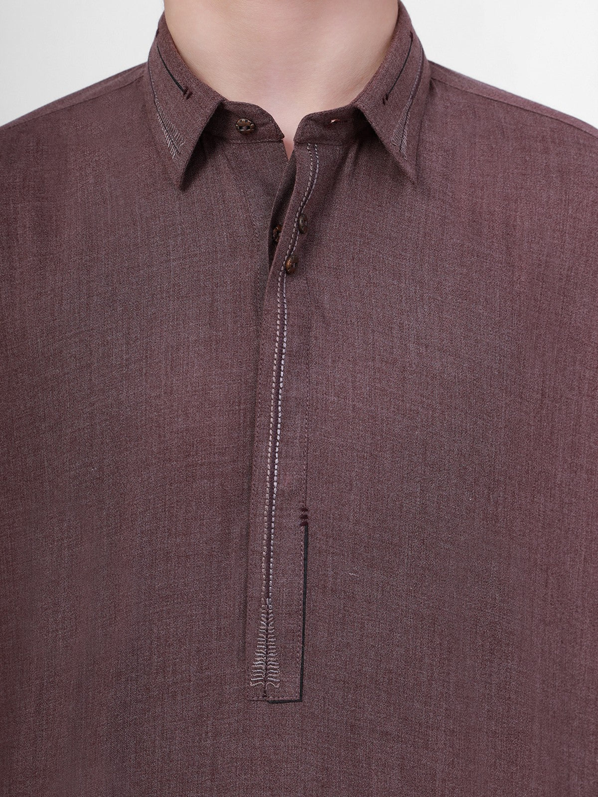 Boy's Dull Plum Kurta Shalwar - EBTKS22-3779 - Image 2
