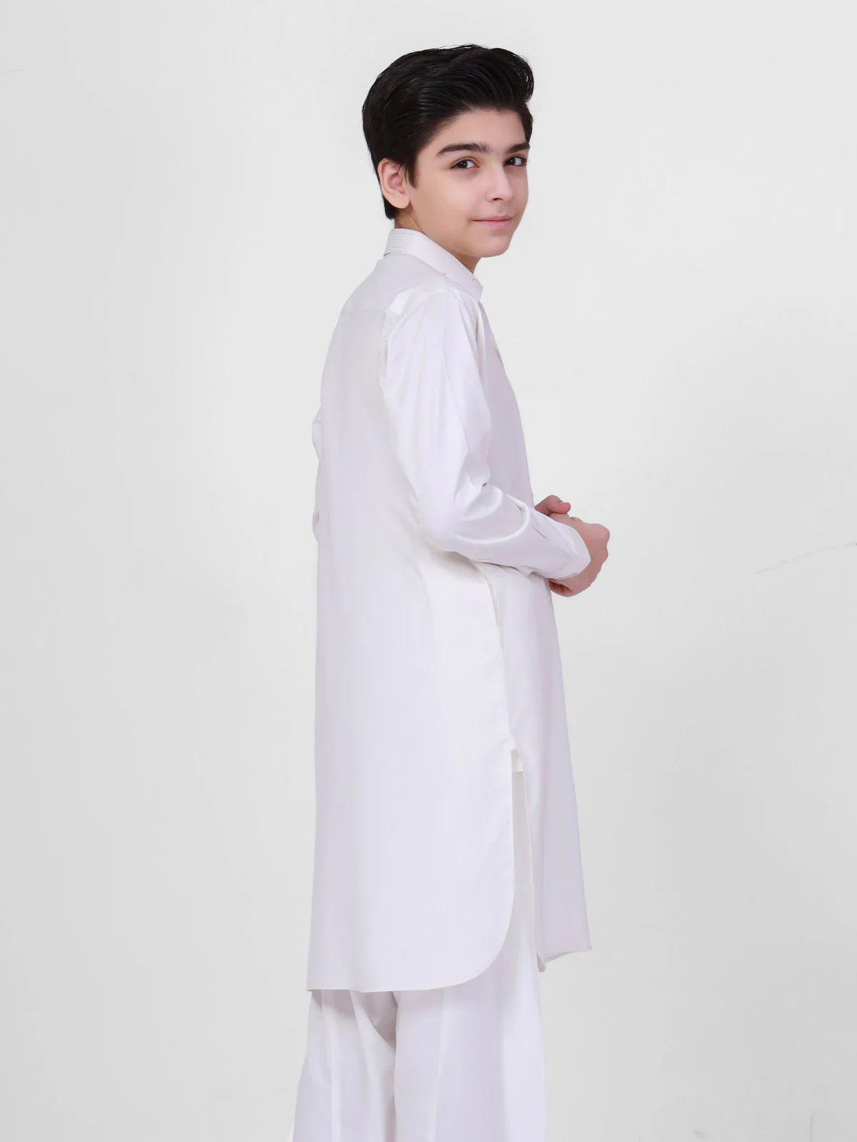 Boy's Off White Kurta Shalwar - EBTKS22-3782 - Image 3