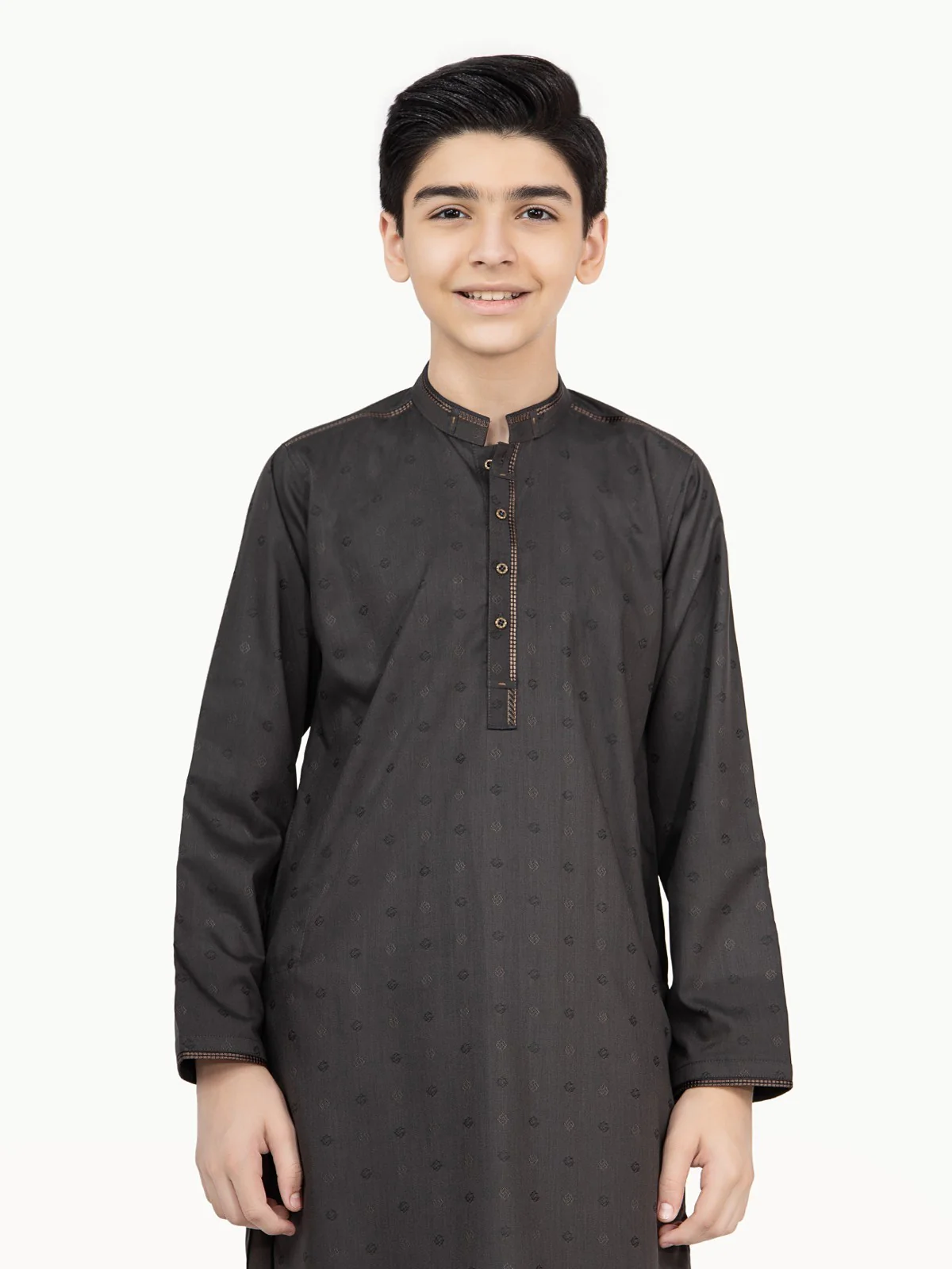 Boy's Charcoal Kurta Shalwar - EBTKS22-3785 - Image 3