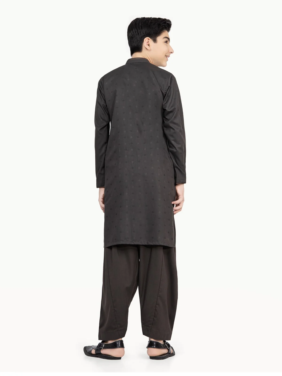 Boy's Charcoal Kurta Shalwar - EBTKS22-3785 - Image 5