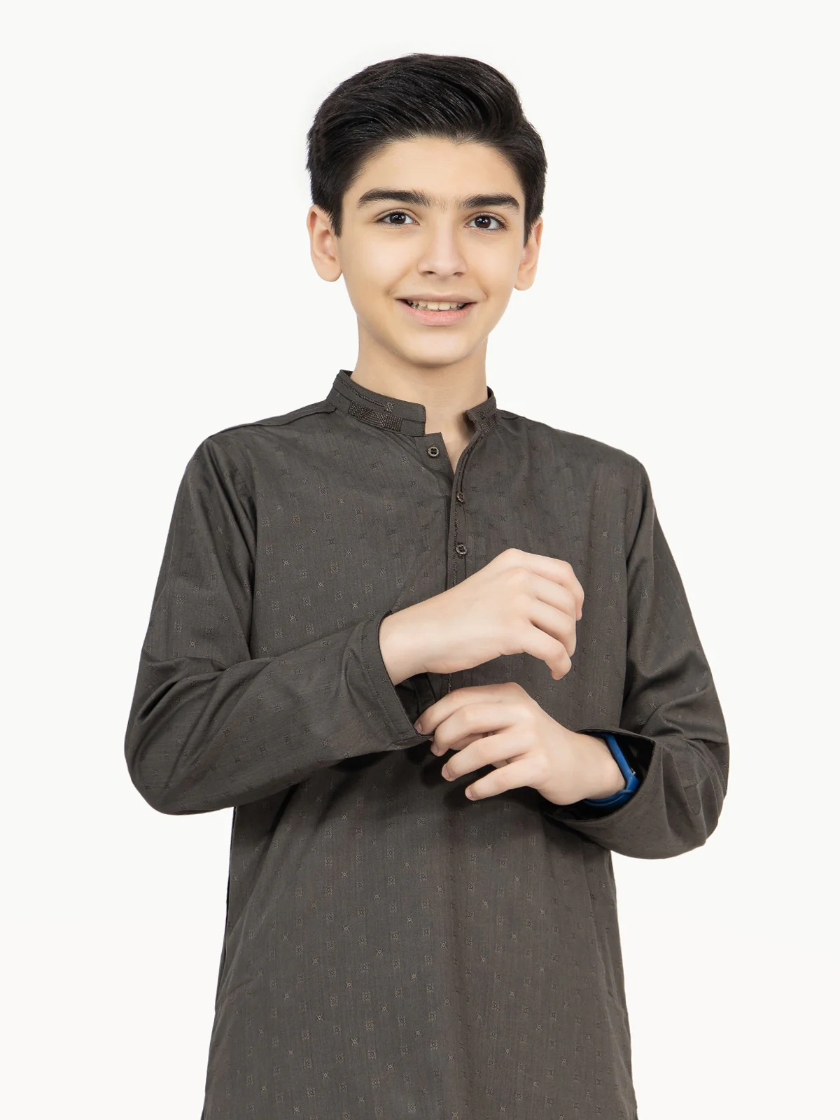Boy's Black Olive Kurta Shalwar - EBTKS22-3787 - Image 2