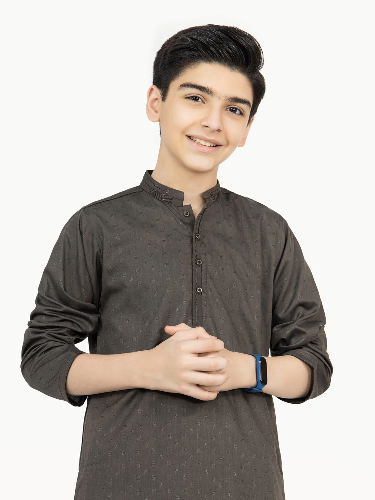 Boy's Black Olive Kurta Shalwar - EBTKS22-3787 - Image 7