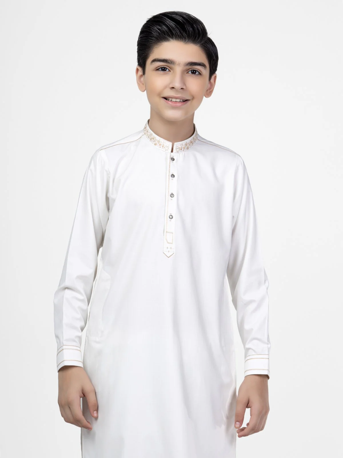 Boy's Off White Kurta Shalwar - EBTKS22-3795 - Image 2