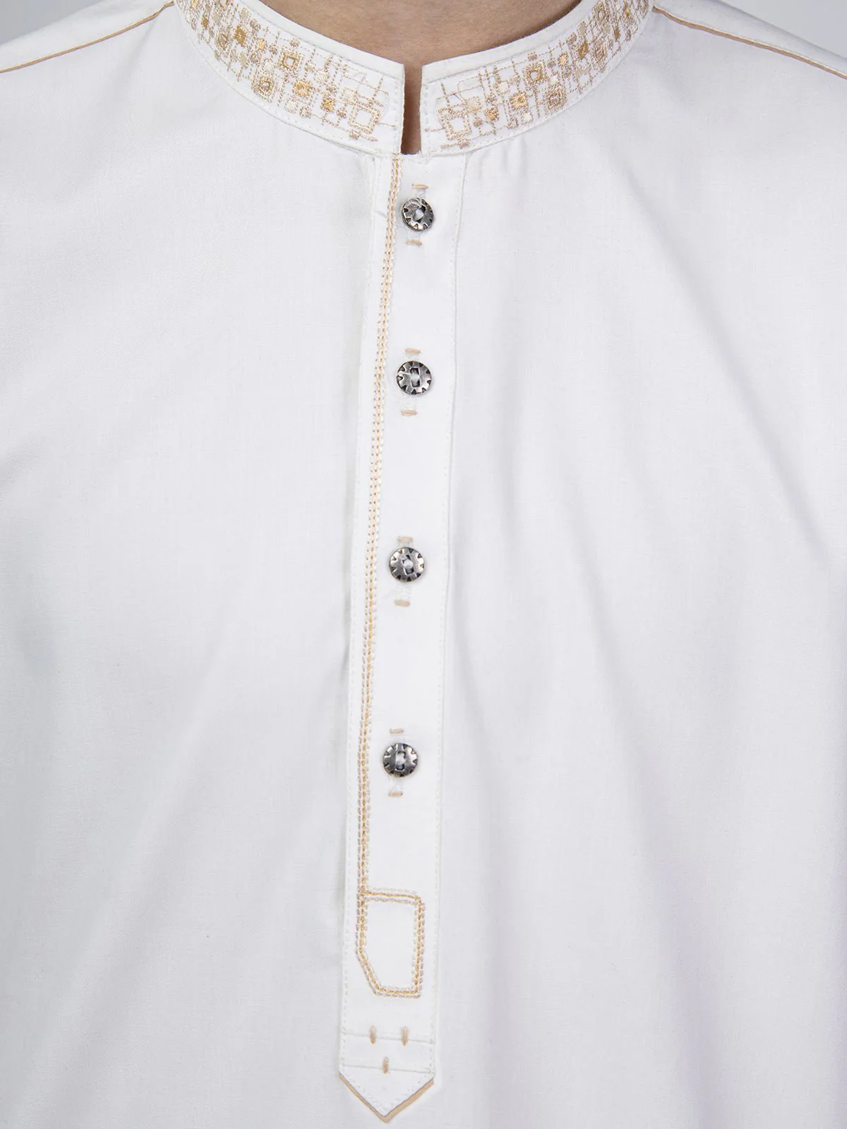 Boy's Off White Kurta Shalwar - EBTKS22-3795 - Image 3