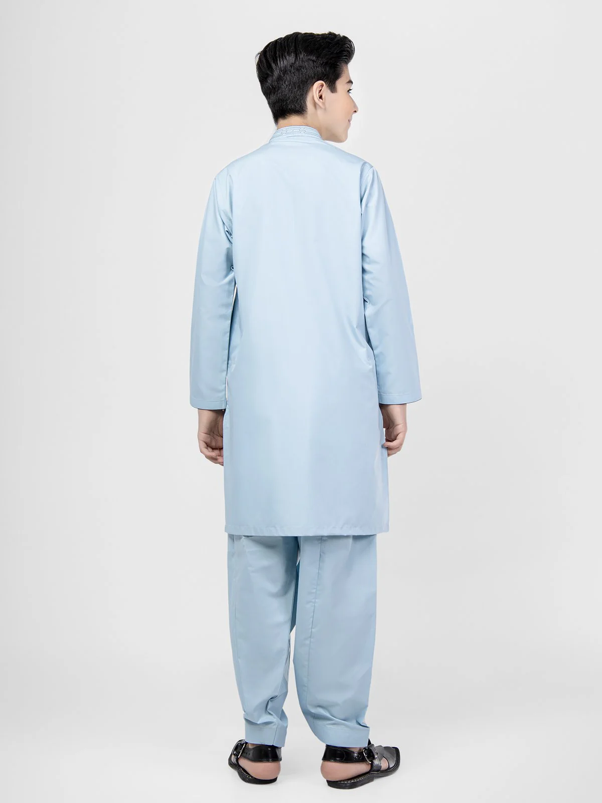 Boy's Sky Blue Kurta Shalwar - EBTKS22-3796 - Image 6