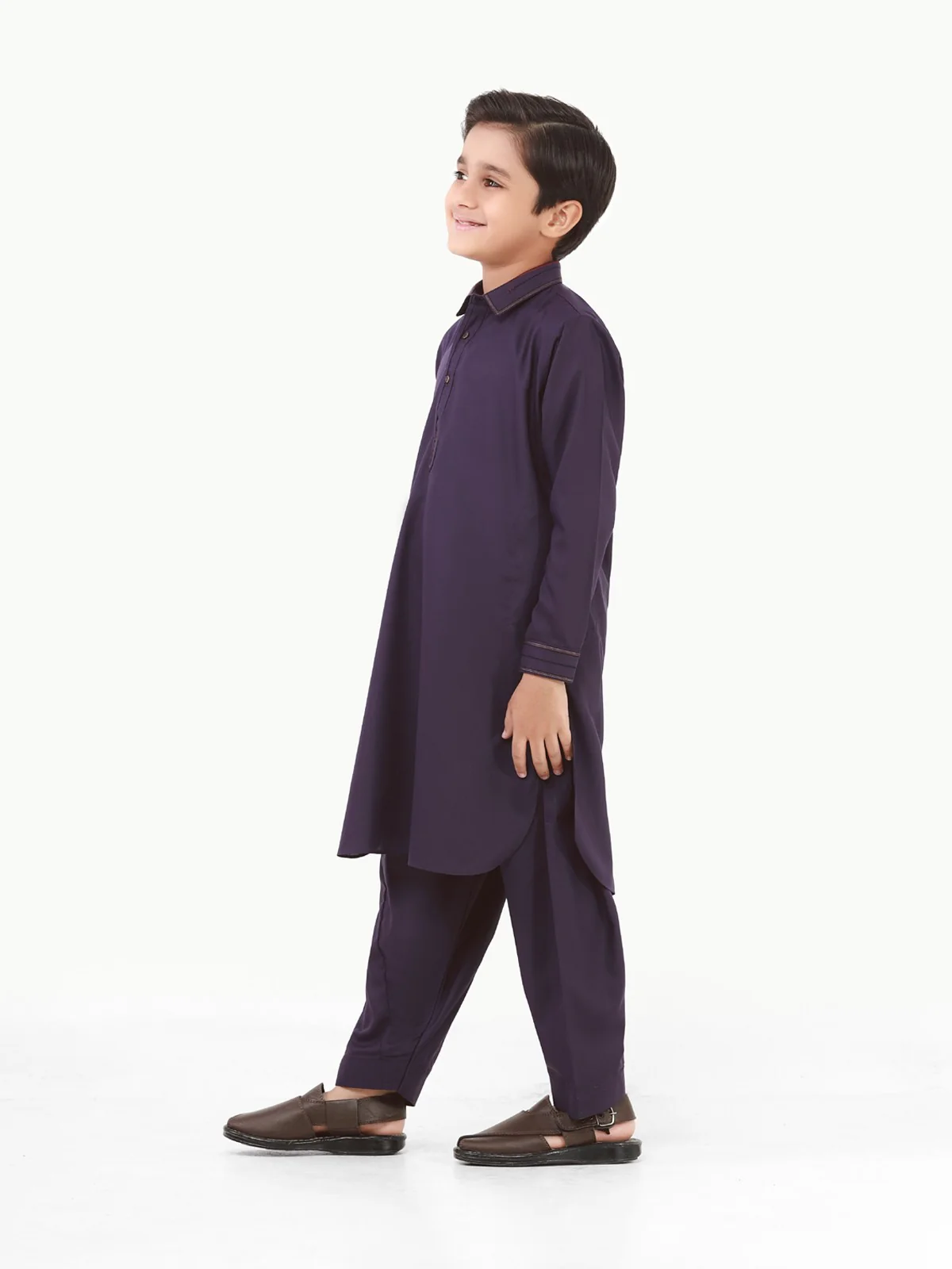 Boy's Dark Purple Kurta Shalwar - EBTKS22-3798 - Image 3
