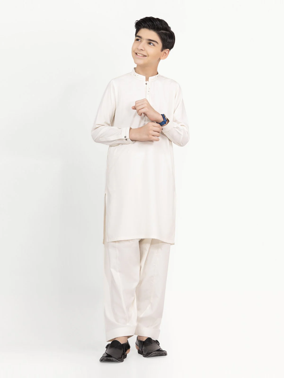 Boy's Cream Kurta Shalwar - EBTKS22-3799 - Image 3