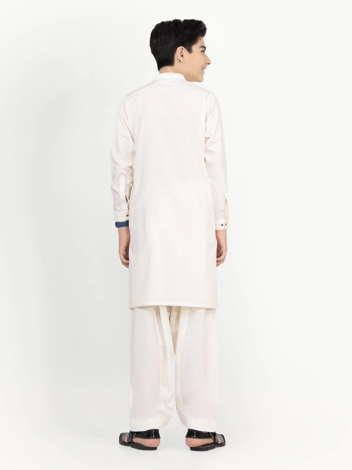 Boy's Cream Kurta Shalwar - EBTKS22-3799 - Image 5