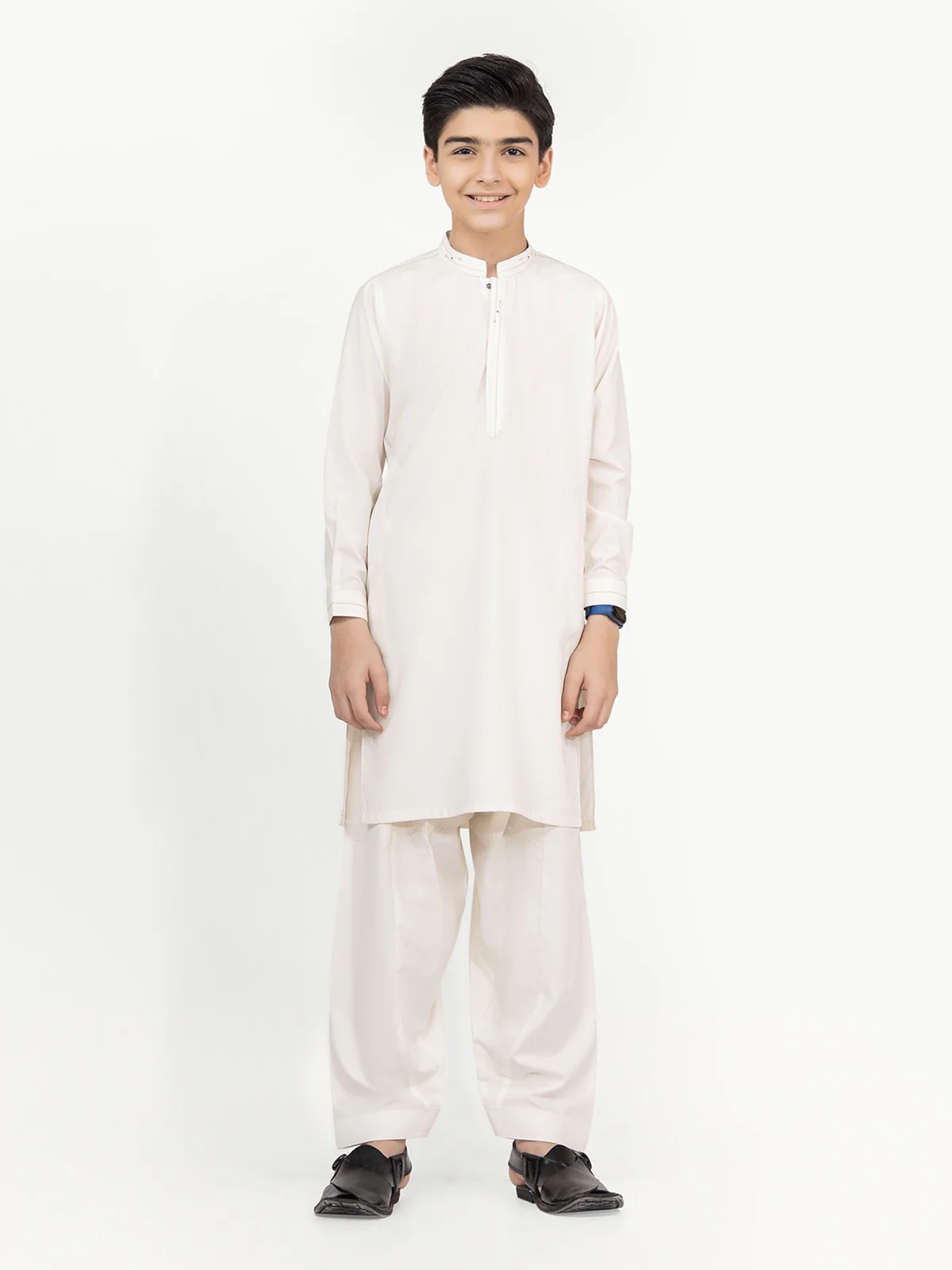 Boy's Cream Kurta Shalwar - EBTKS22-3799 - Image 7