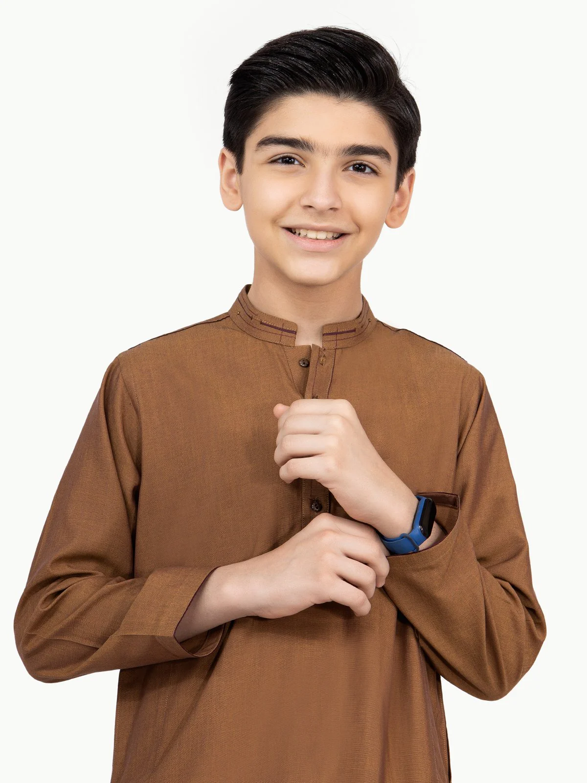 Boy's Brown Kurta Shalwar - EBTKS22-3800 - Image 2