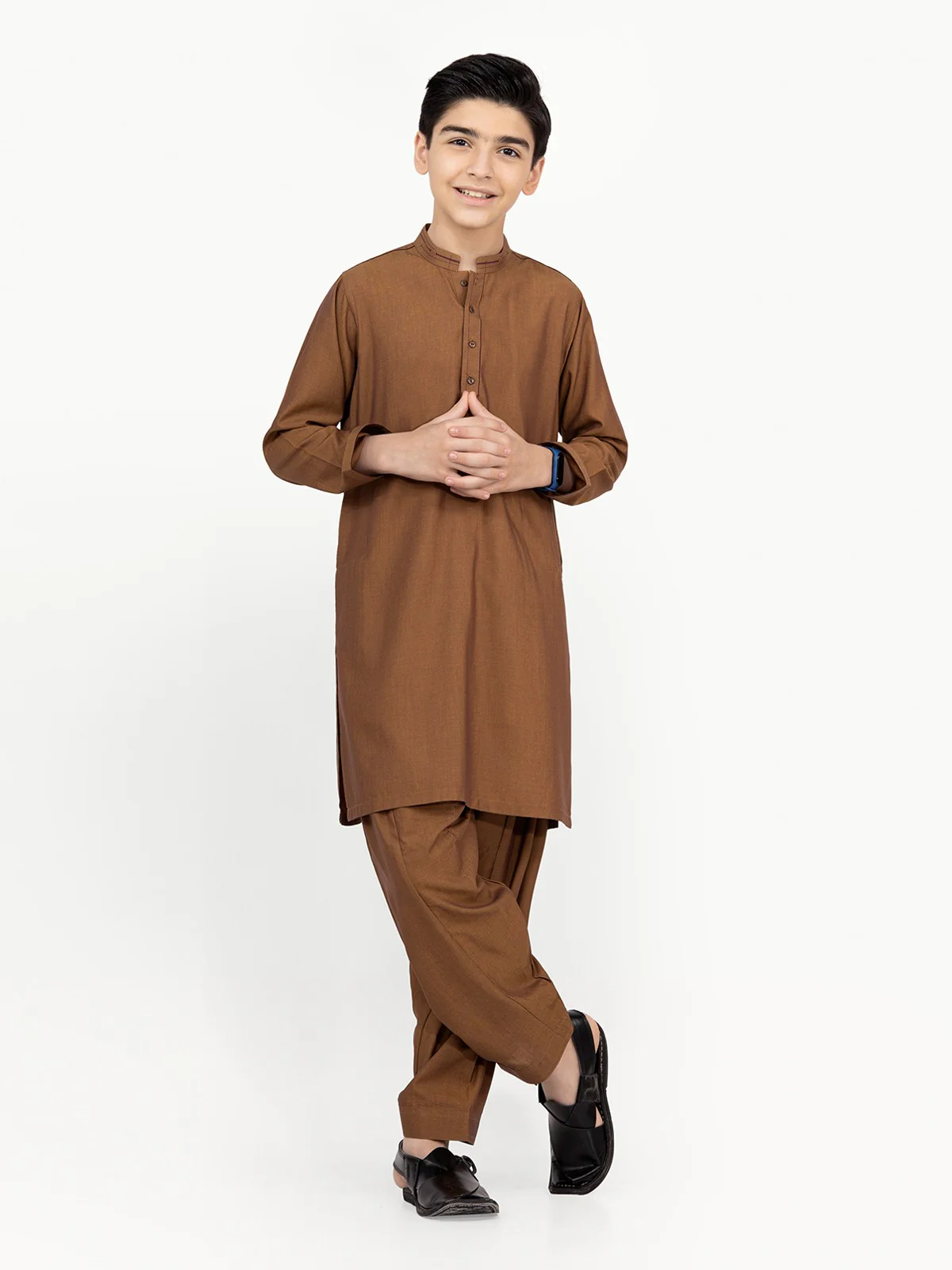 Boy's Brown Kurta Shalwar - EBTKS22-3800 - Image 7