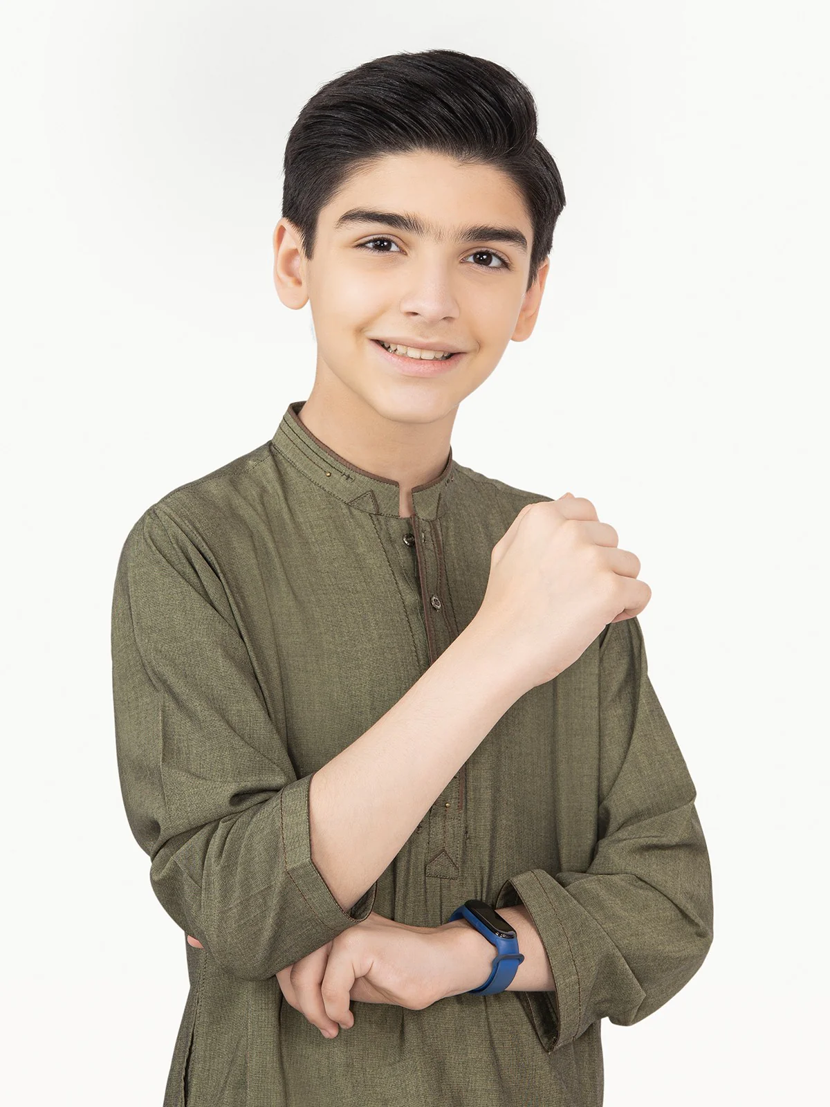 Boy's Green Kurta Shalwar - EBTKS22-3801 - Image 2