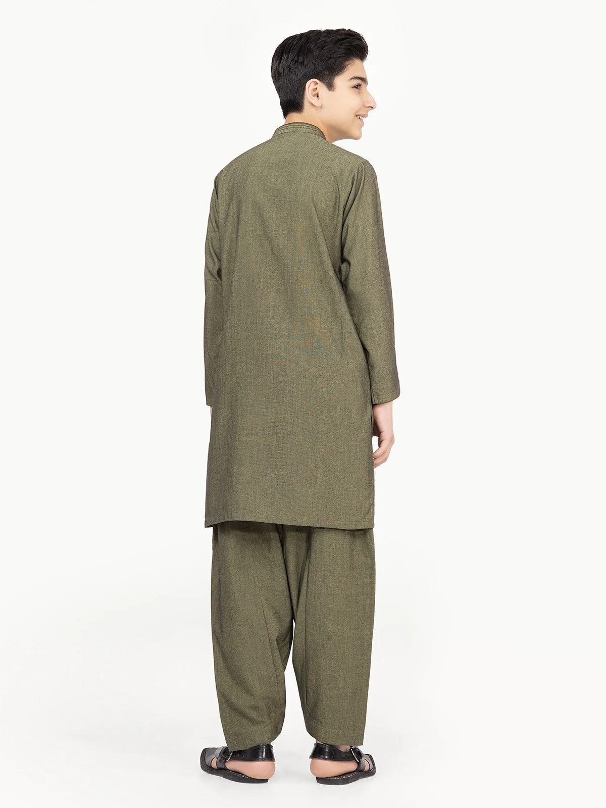 Boy's Green Kurta Shalwar - EBTKS22-3801 - Image 5