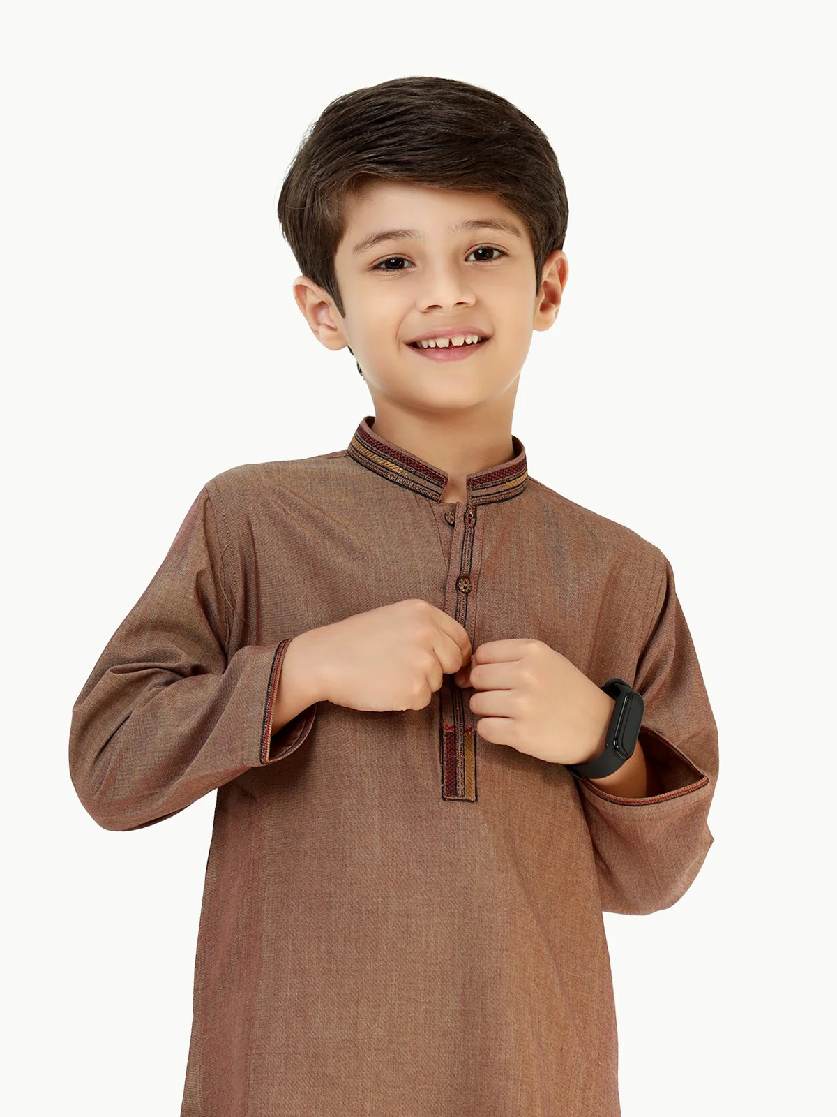 Boy's Light Brown Kurta Shalwar - EBTKS22-3802 - Image 2