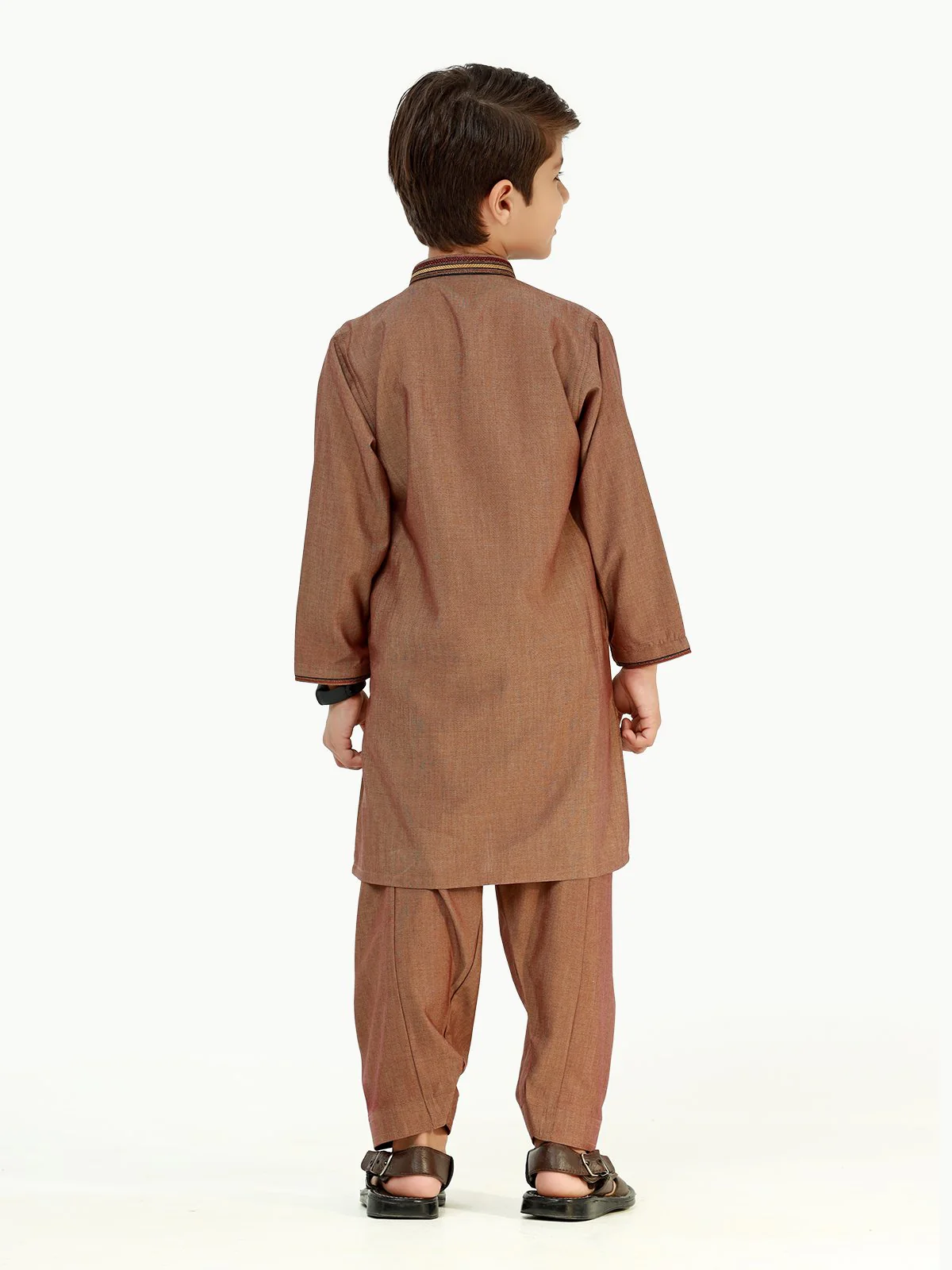 Boy's Light Brown Kurta Shalwar - EBTKS22-3802 - Image 5