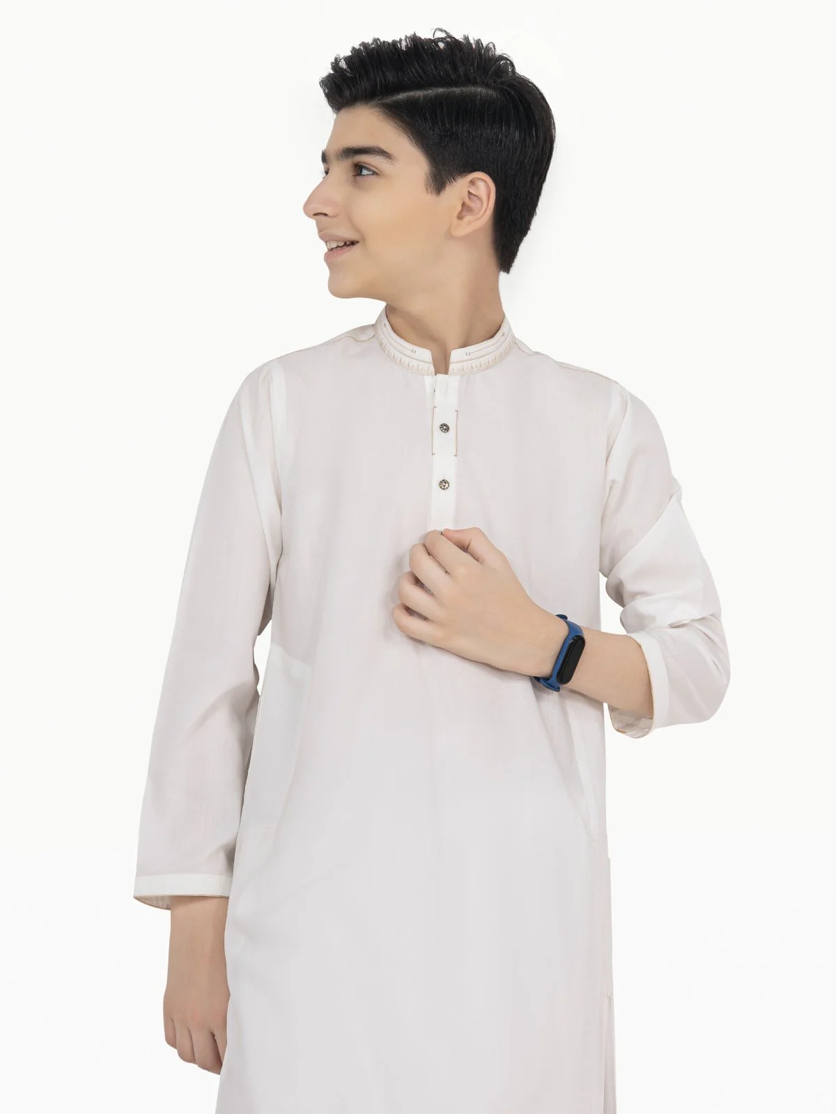 Boy's Off White Kurta Shalwar - EBTKS22-3803 - Image 2