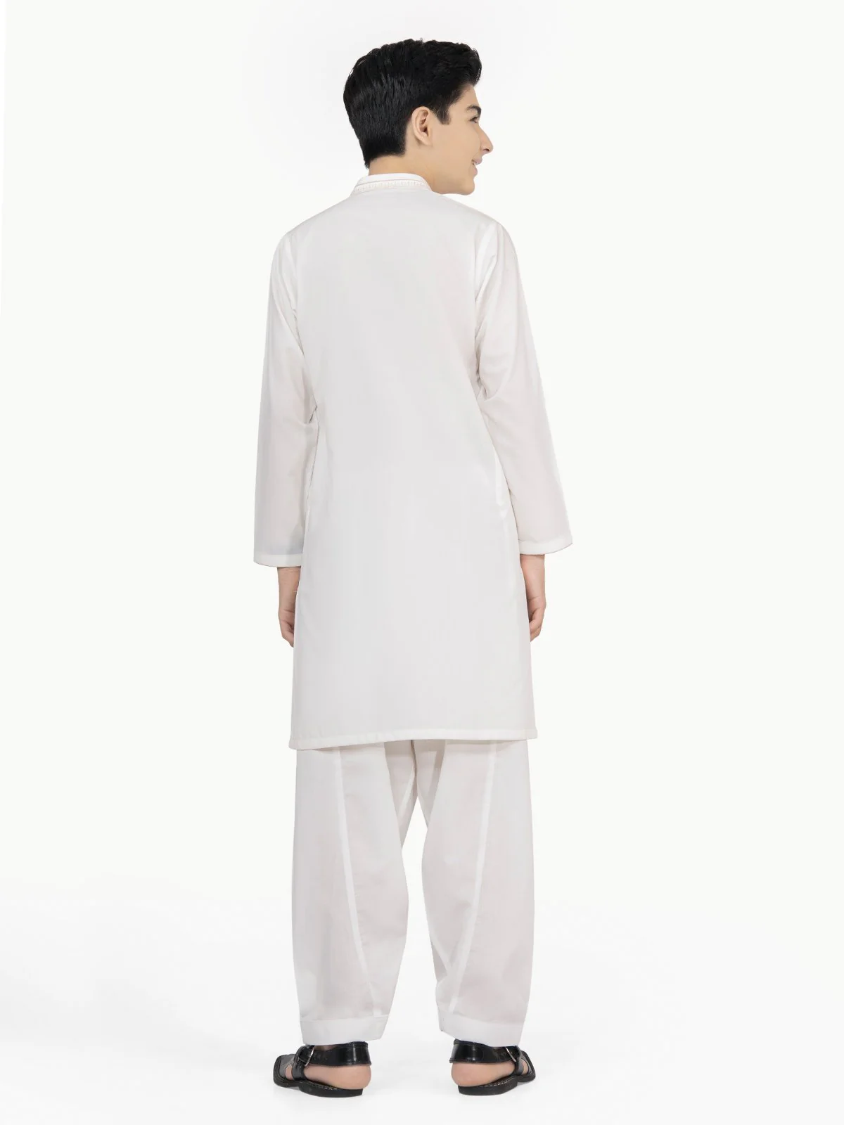Boy's Off White Kurta Shalwar - EBTKS22-3803 - Image 5