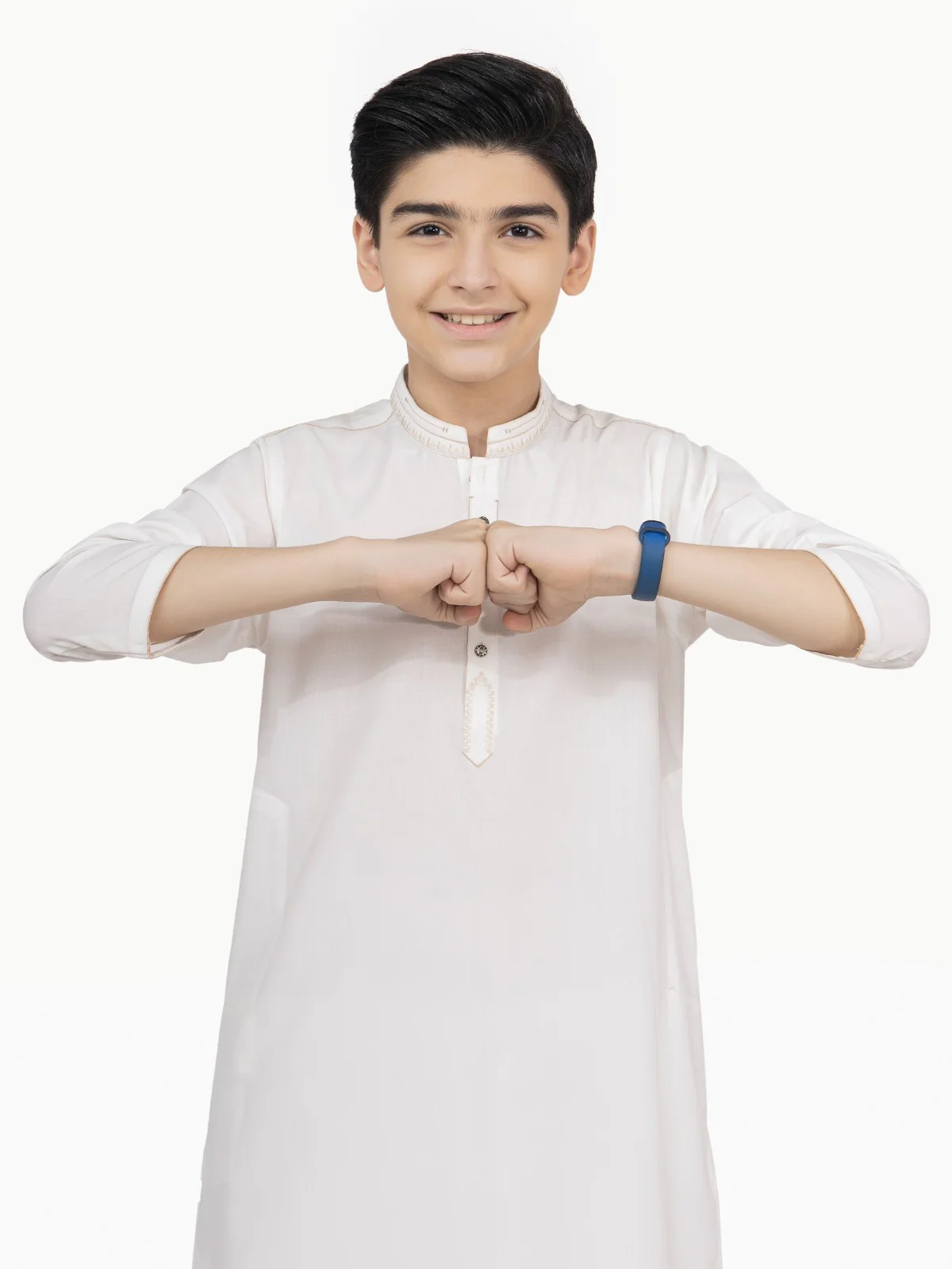 Boy's Off White Kurta Shalwar - EBTKS22-3803 - Image 7