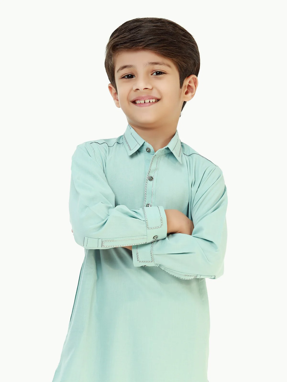 Boy's Mint Green Kurta Shalwar - EBTKS22-3804 - Image 2