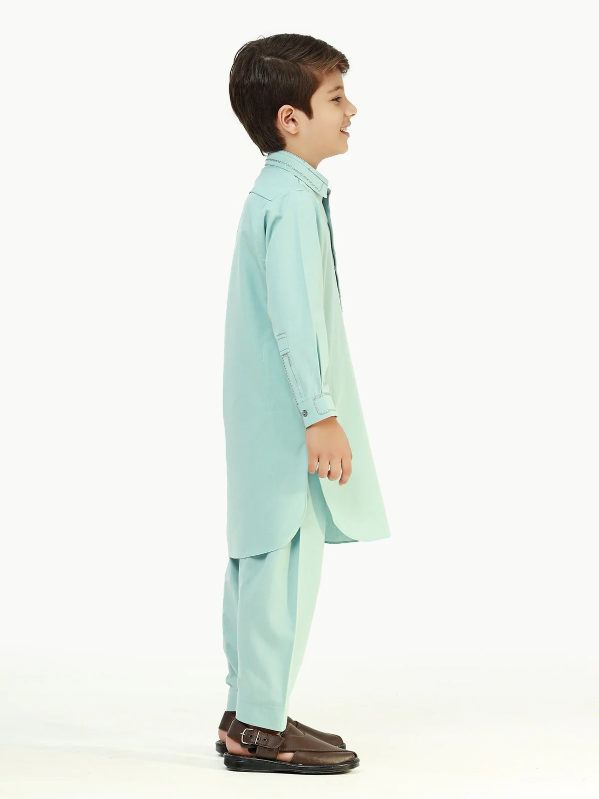 Boy's Mint Green Kurta Shalwar - EBTKS22-3804 - Image 3