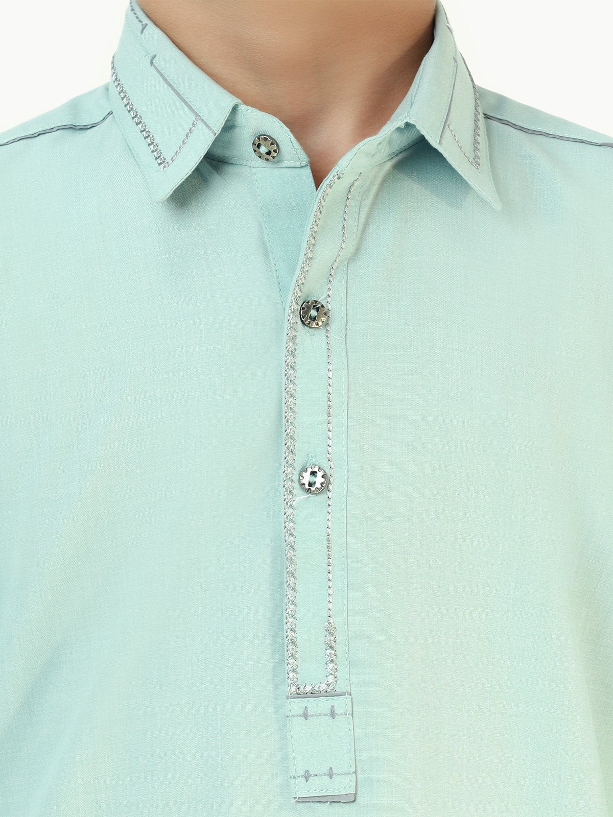 Boy's Mint Green Kurta Shalwar - EBTKS22-3804 - Image 4