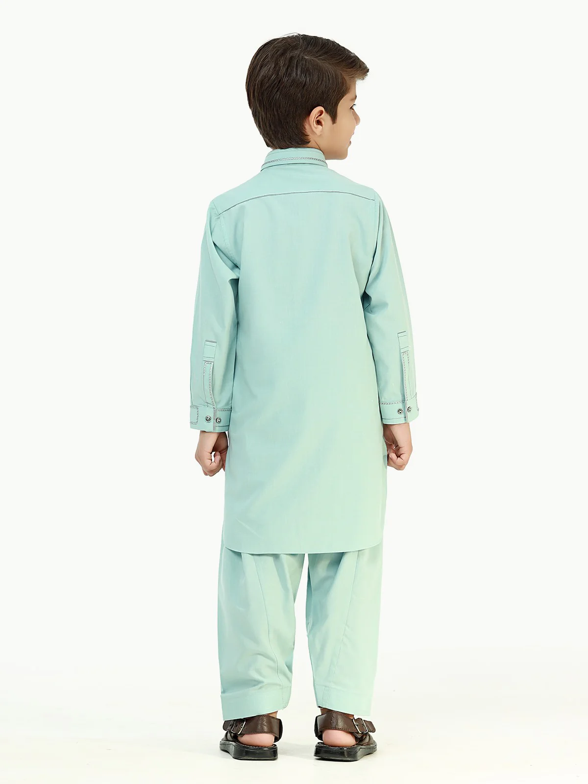 Boy's Mint Green Kurta Shalwar - EBTKS22-3804 - Image 5