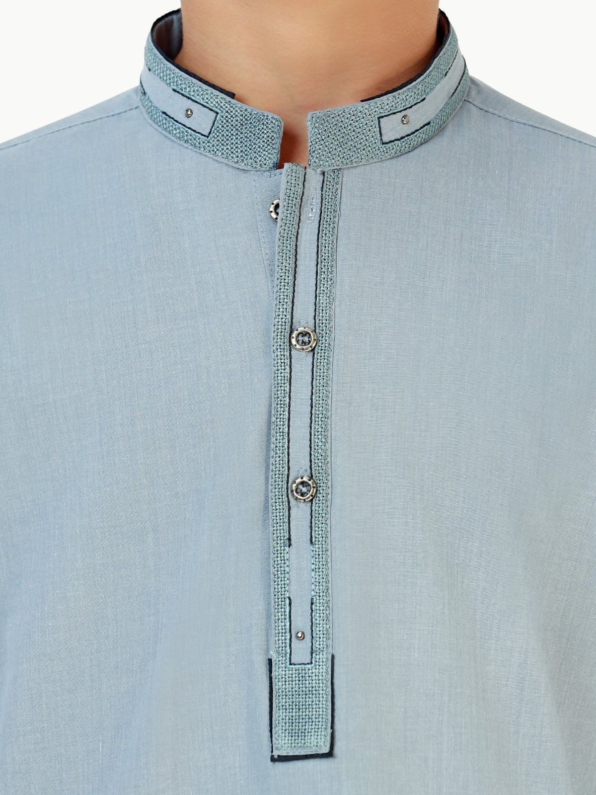 Boy's Mid Blue Kurta Shalwar - EBTKS22-3807 - Image 3