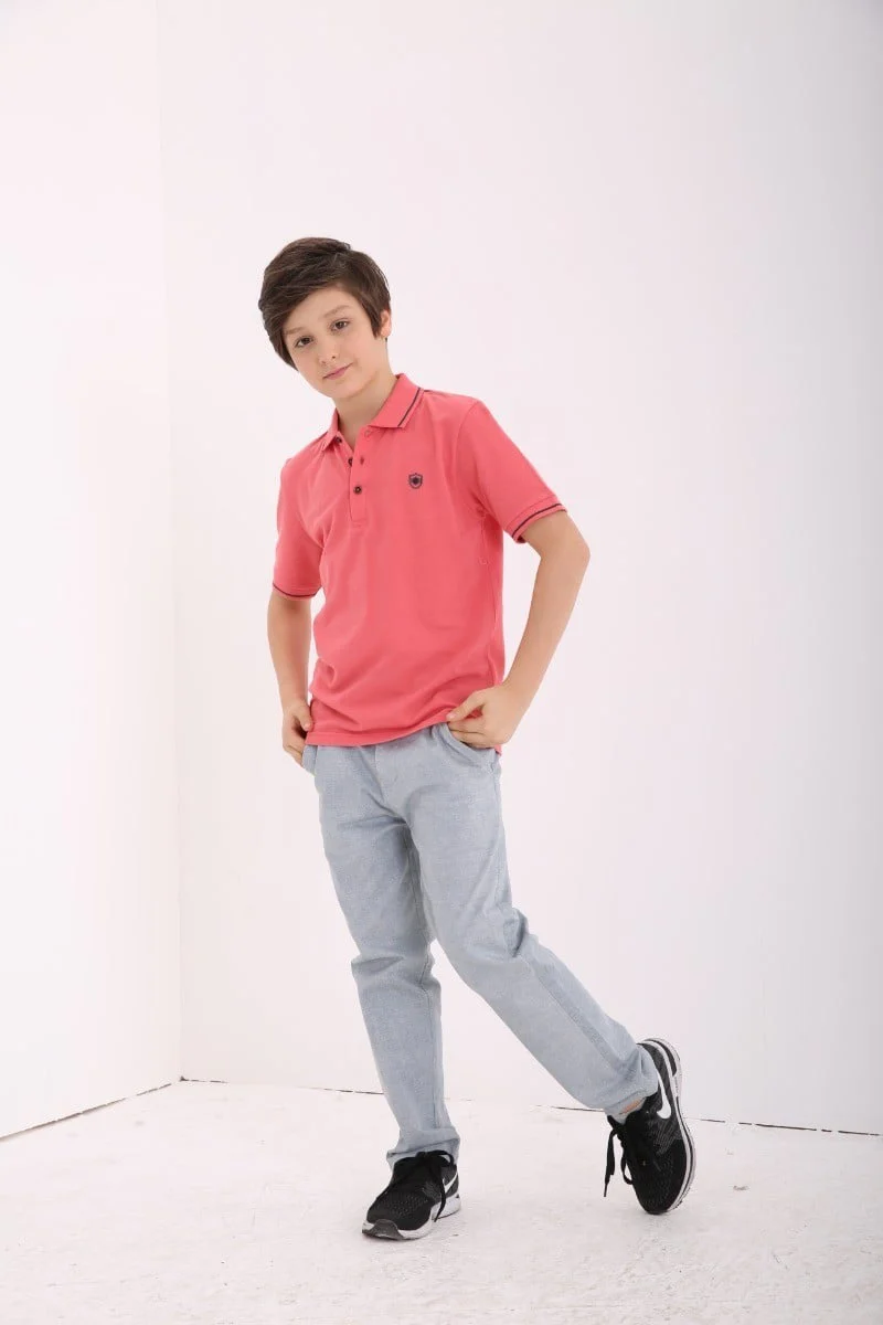 Boys Peach Polo Shirt - EBTPS18-009 - Image 2