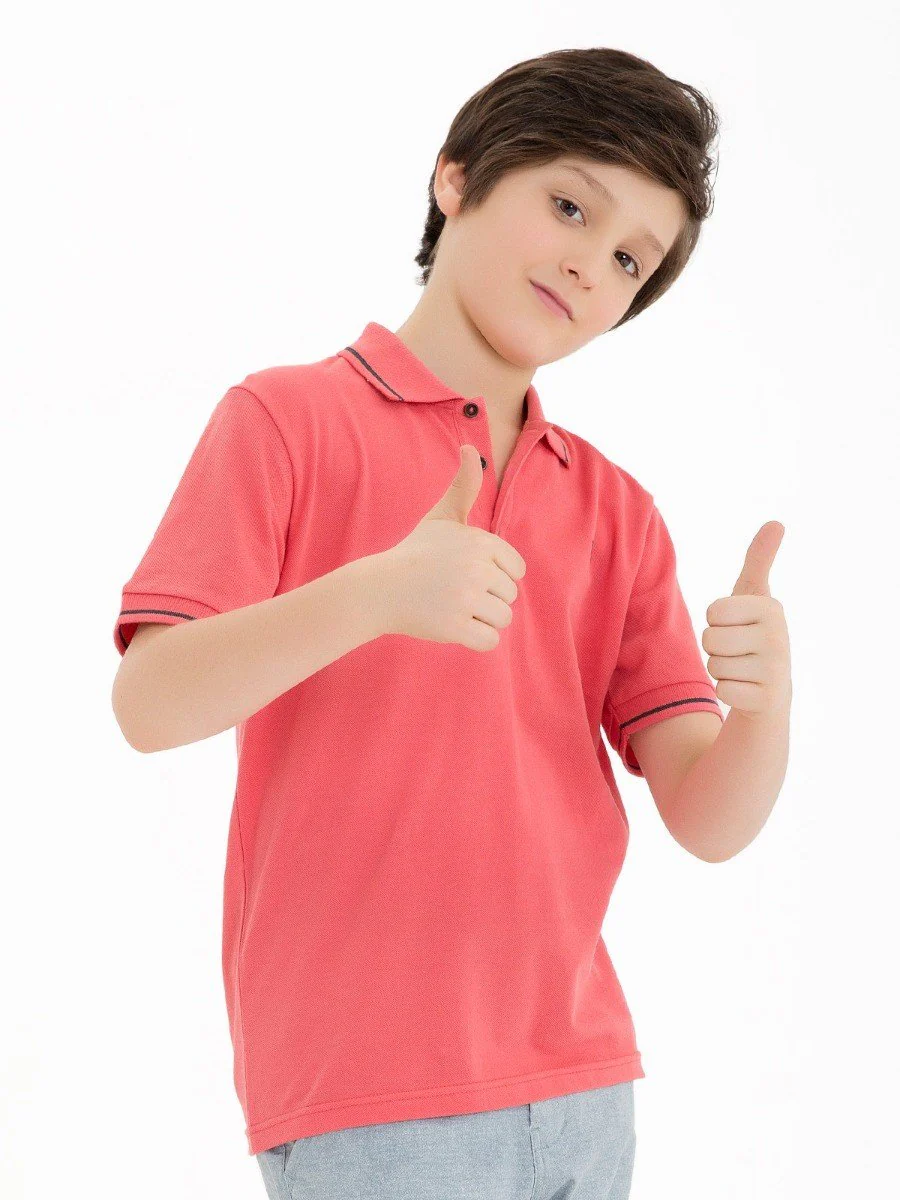 Boys Peach Polo Shirt - EBTPS18-009 - Image 3