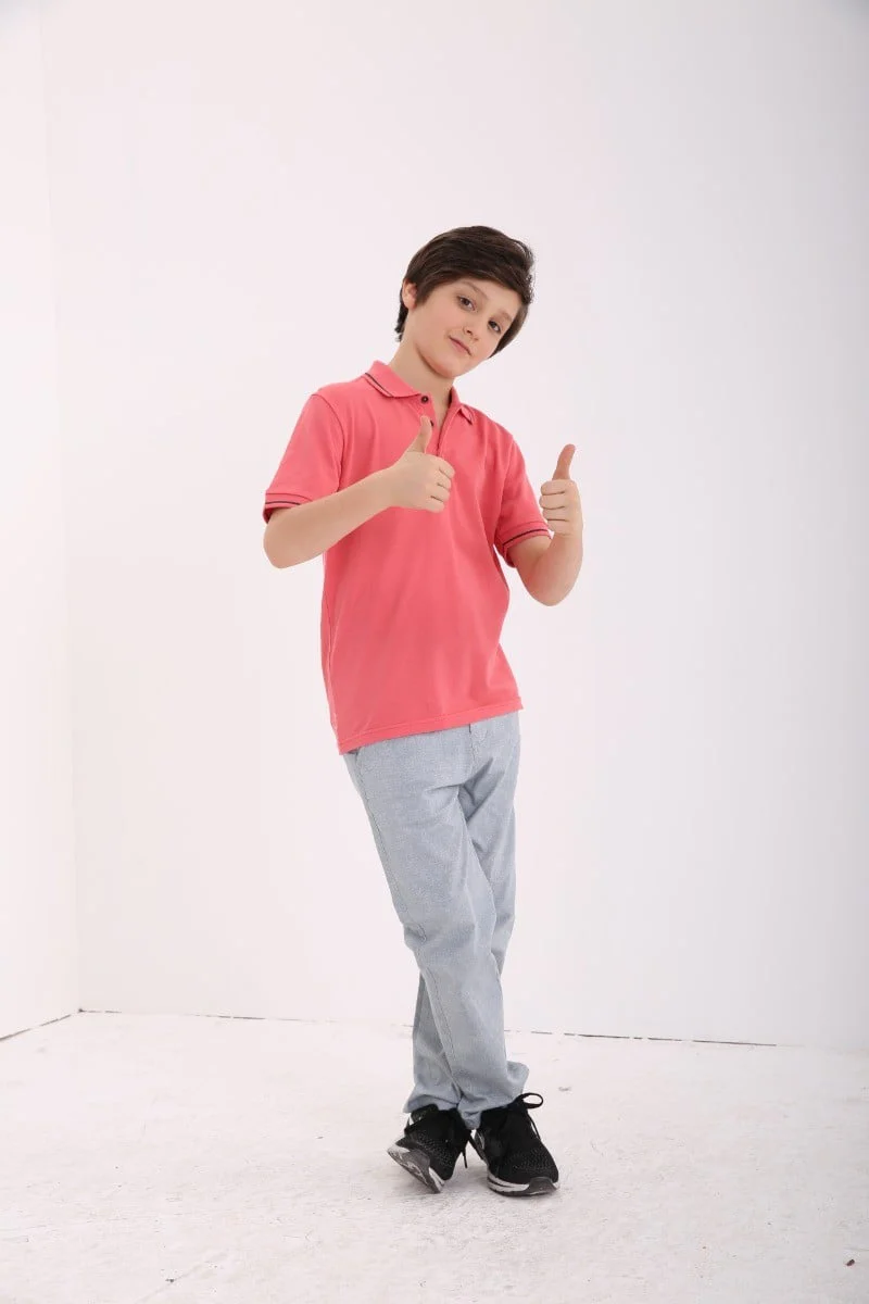 Boys Peach Polo Shirt - EBTPS18-009 - Image 4