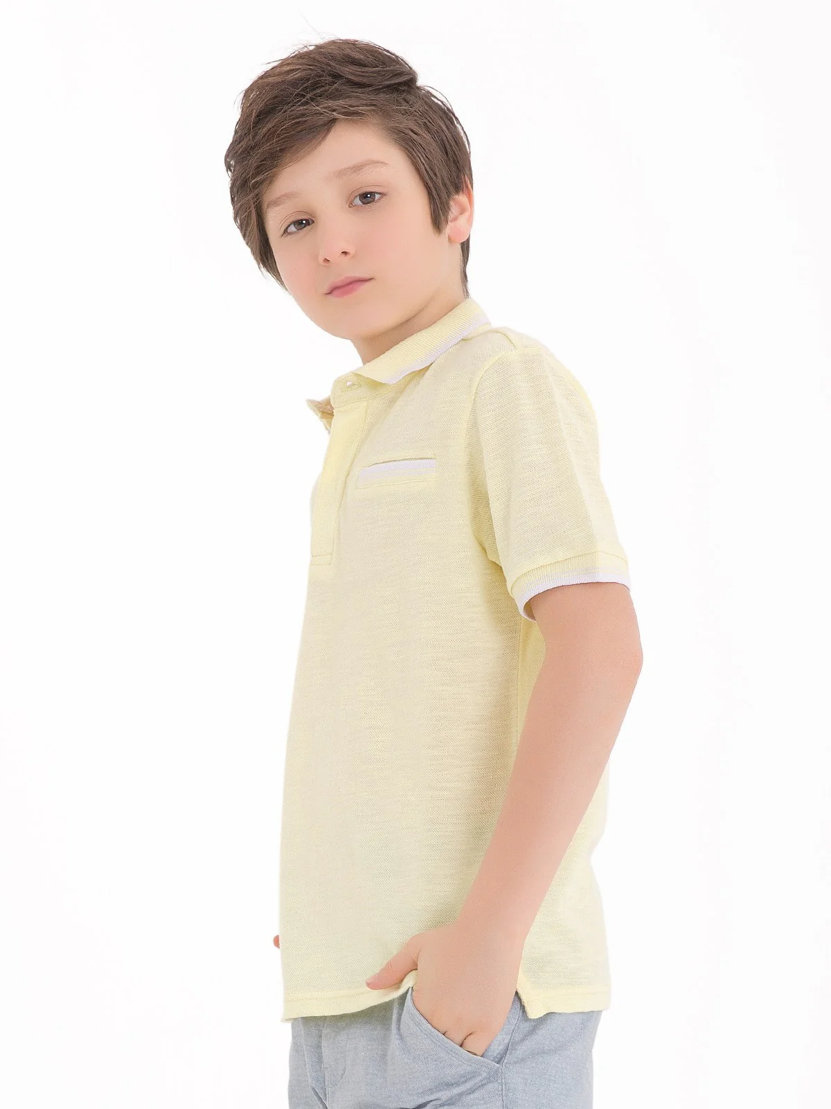 Boy's Light Yellow Polo Shirt - EBTPS18-012 - Image 2