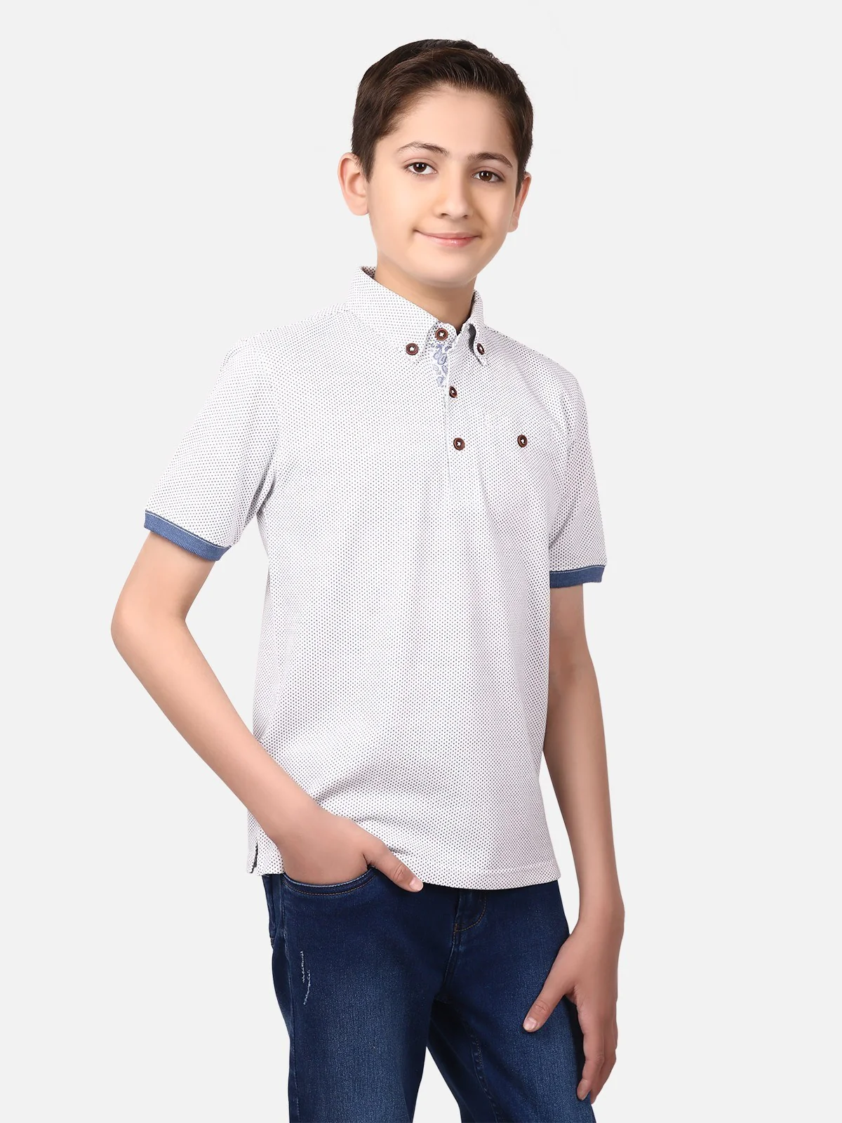 Boy's Off White Polo Shirt - EBTPS19-007 - Image 2