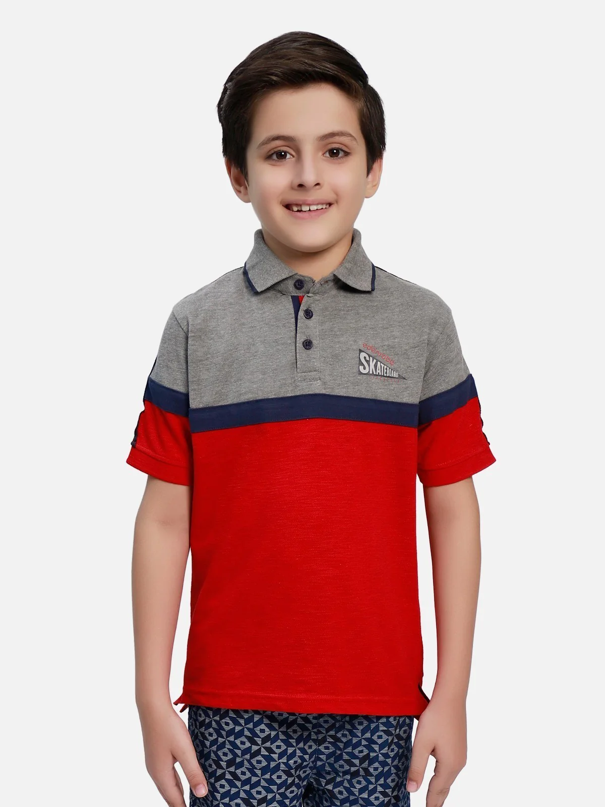 Boy's Red Grey Polo Shirt - EBTPS20-005 - Image 2