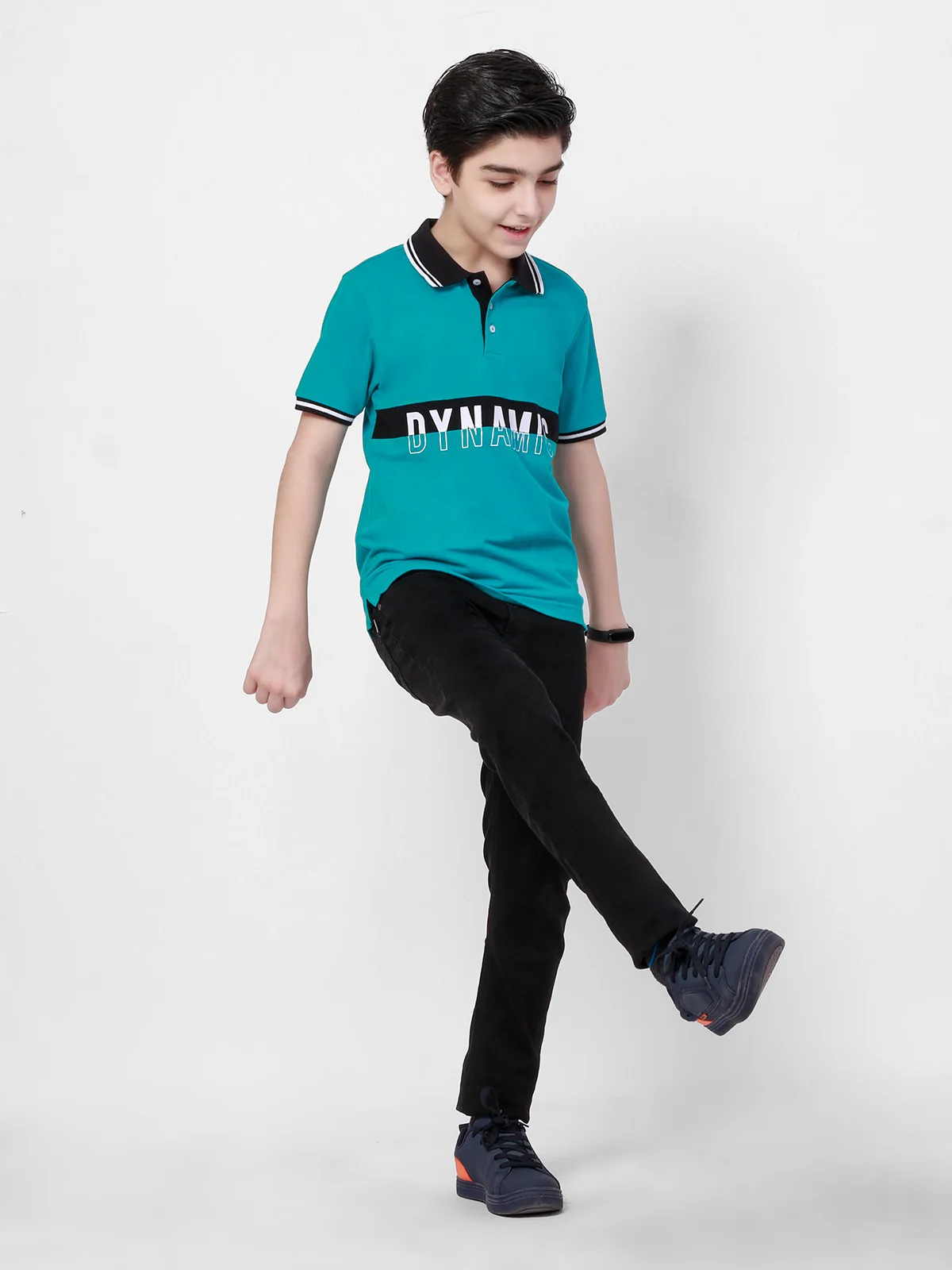 Boy's Blue & Black Polo Shirt - EBTPS21-007 - Image 2