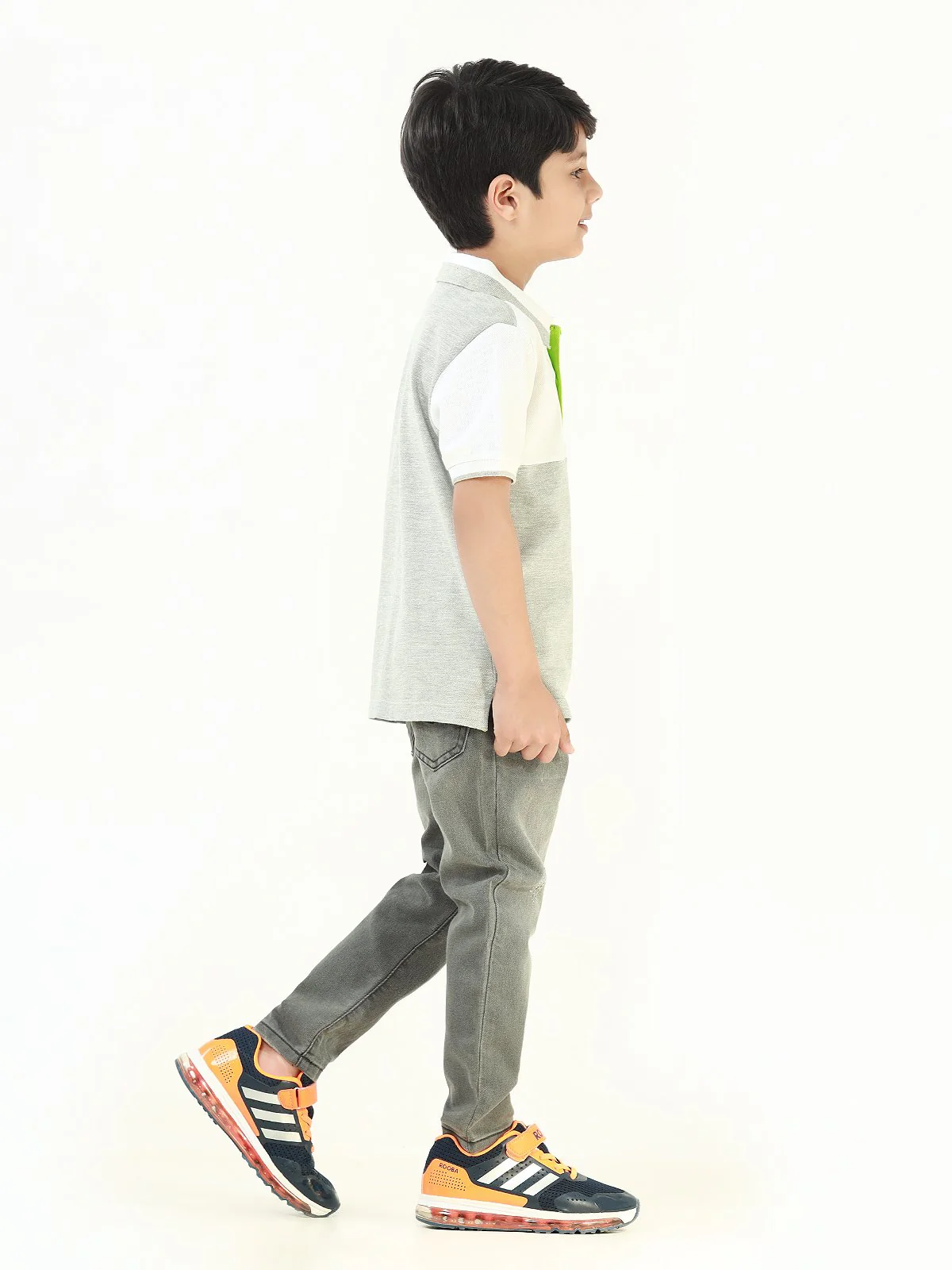 Boy's Heather Grey & White Polo Shirt - EBTPS22-029 - Image 2