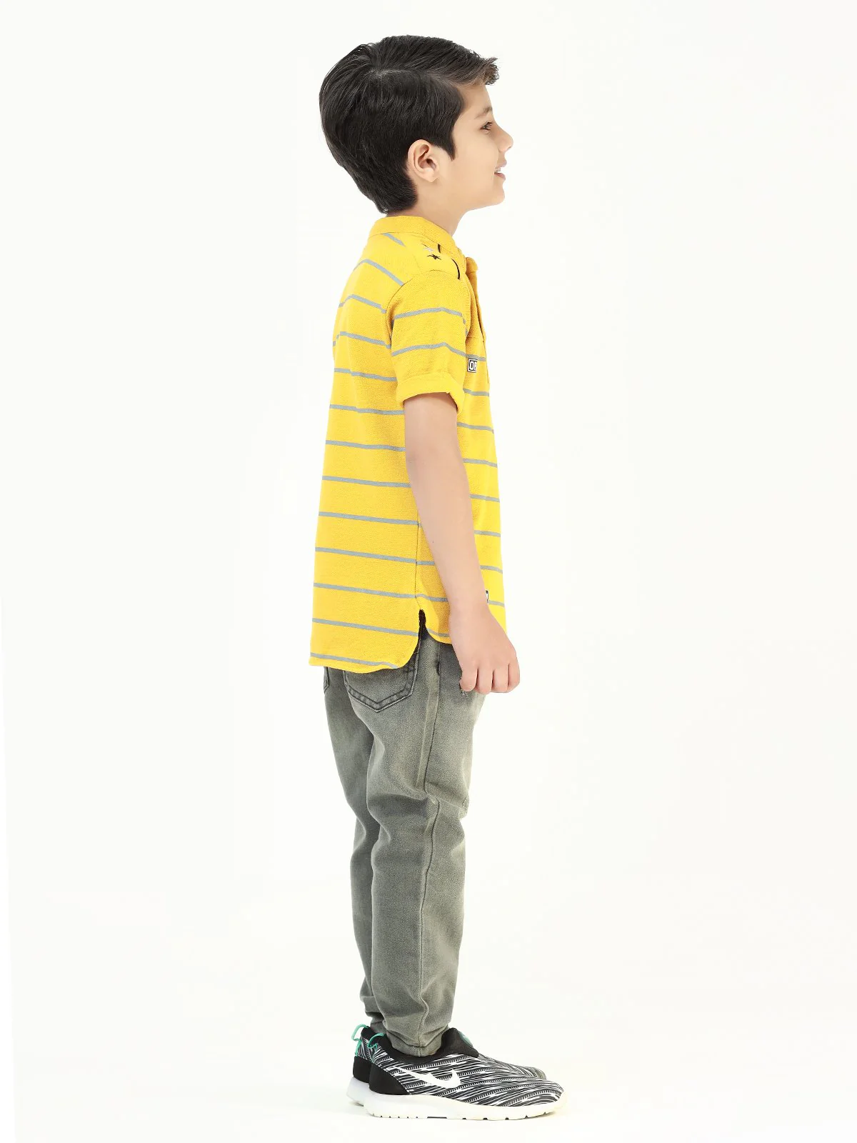 Boy's Yellow Stripes Polo Shirt - EBTPS22-032 - Image 2