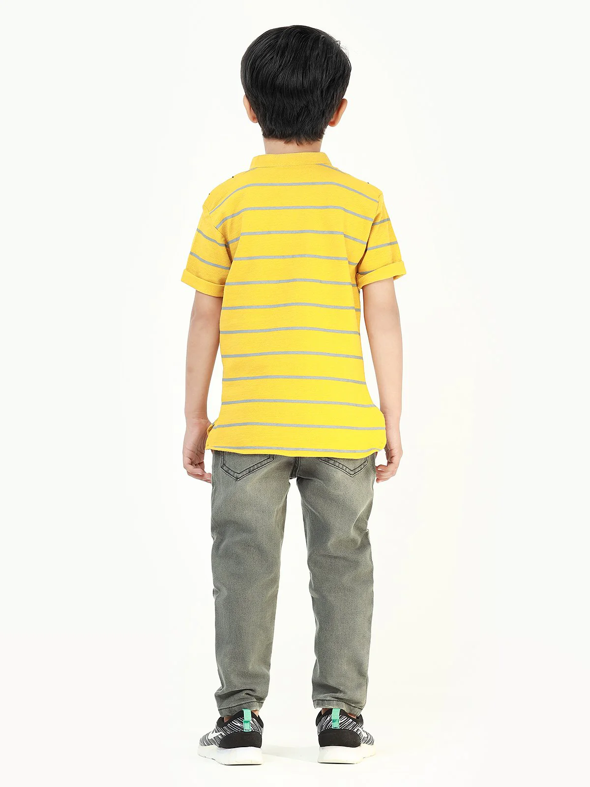 Boy's Yellow Stripes Polo Shirt - EBTPS22-032 - Image 7