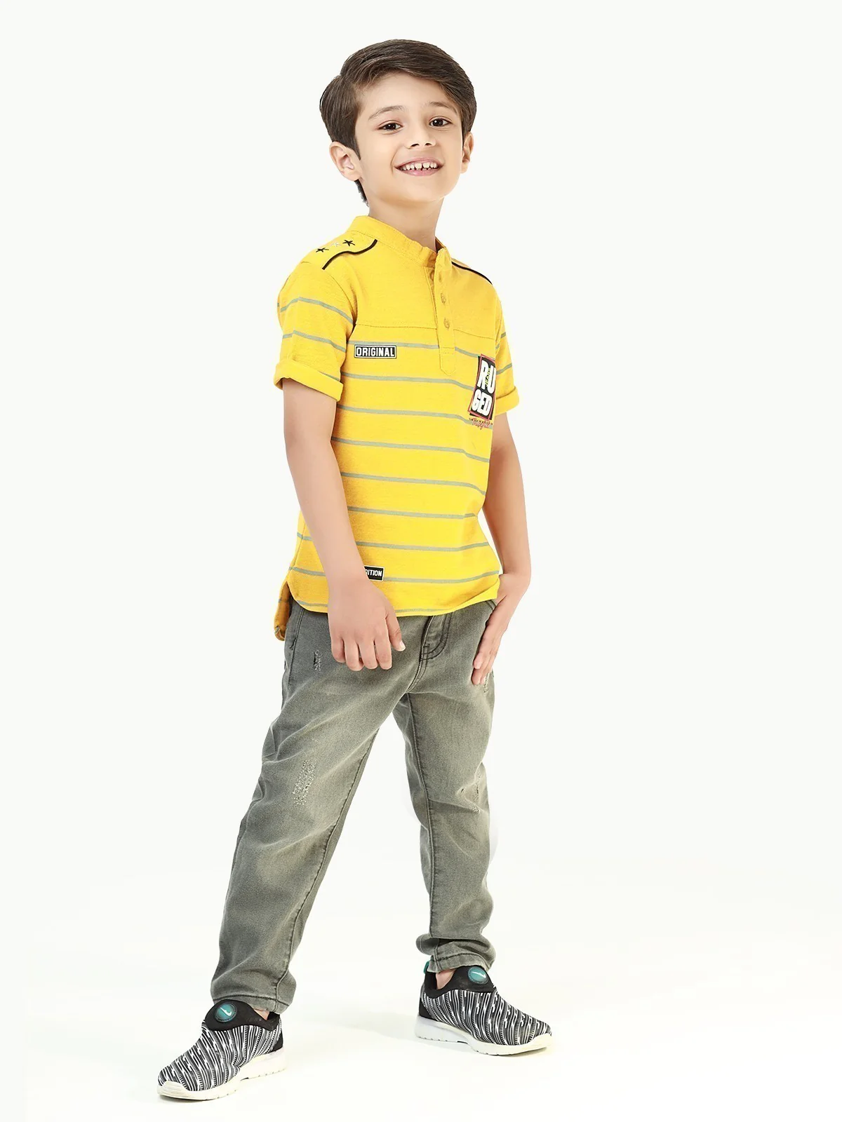 Boy's Yellow Stripes Polo Shirt - EBTPS22-032 - Image 8