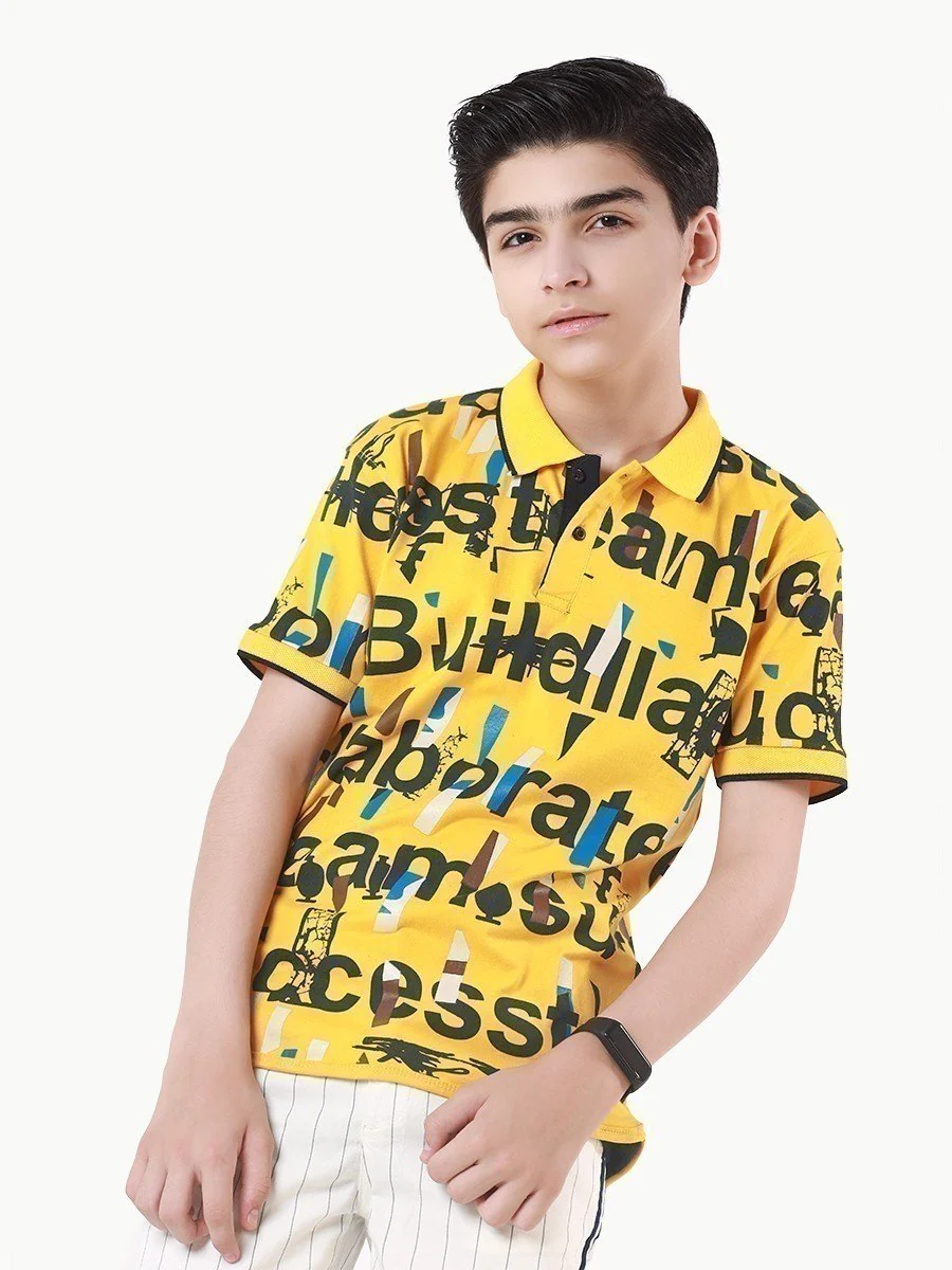 Boy's Yellow Polo Shirt - EBTPS22-033 - Image 2
