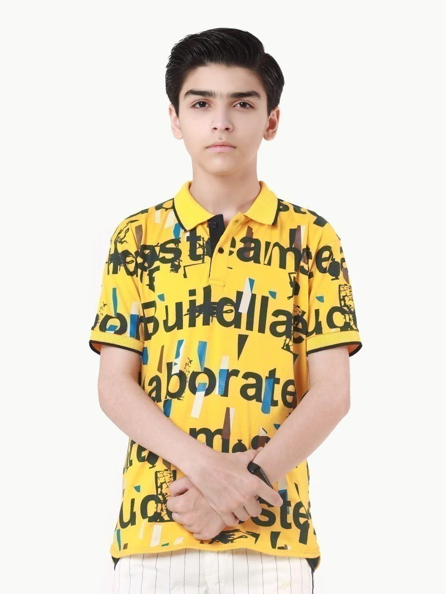 Boy's Yellow Polo Shirt - EBTPS22-033 - Image 3
