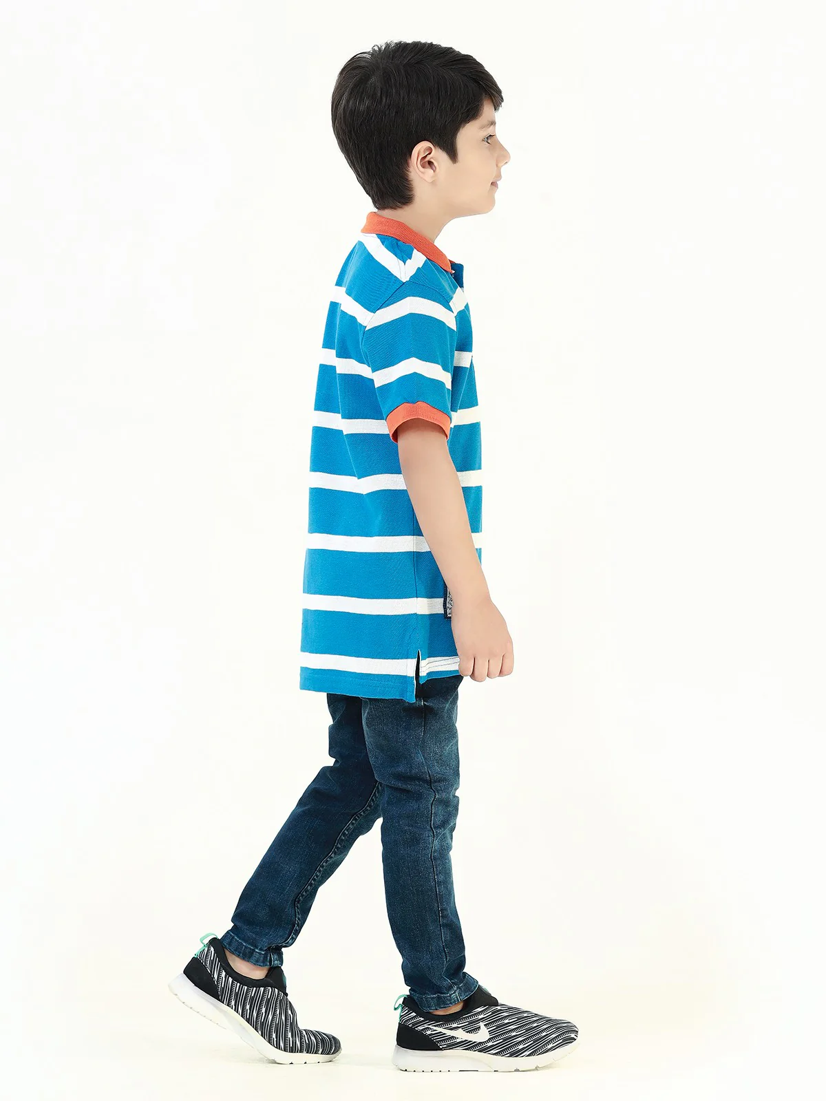 Boy's Blue Stripe Polo Shirt - EBTPS22-037 - Image 2