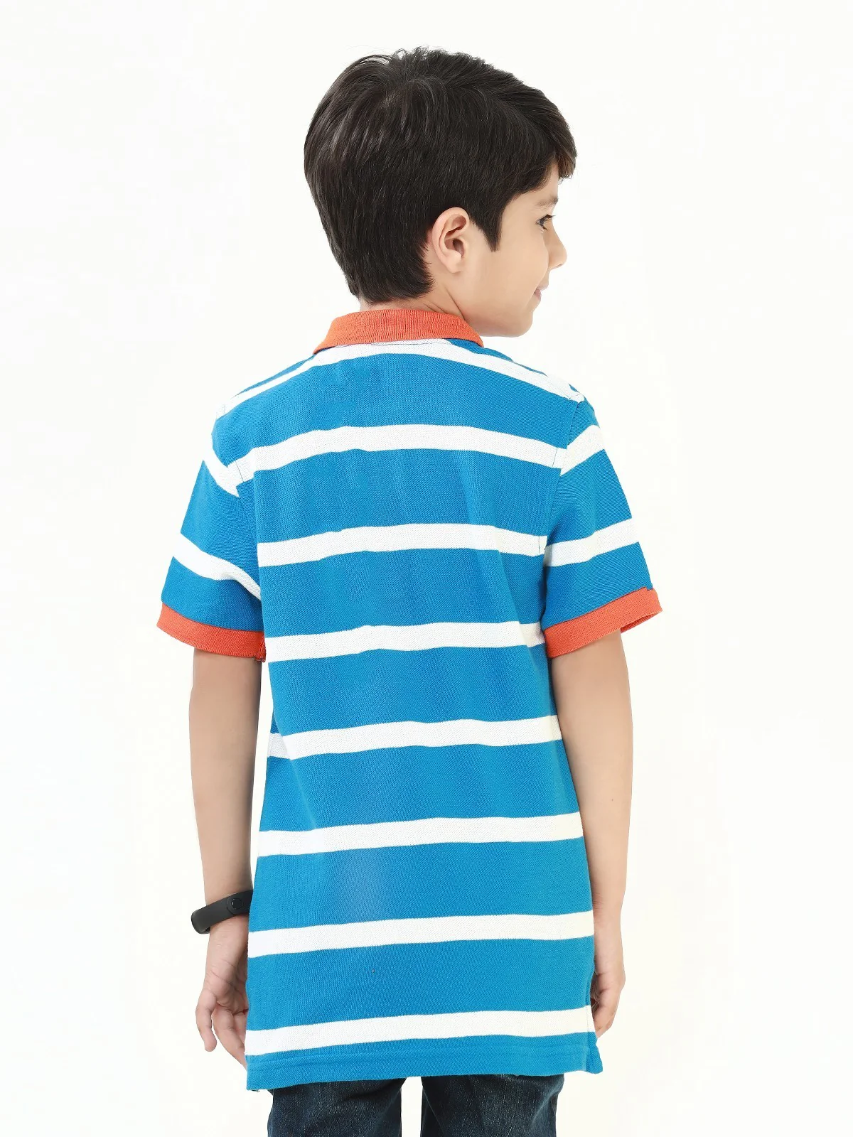 Boy's Blue Stripe Polo Shirt - EBTPS22-037 - Image 4