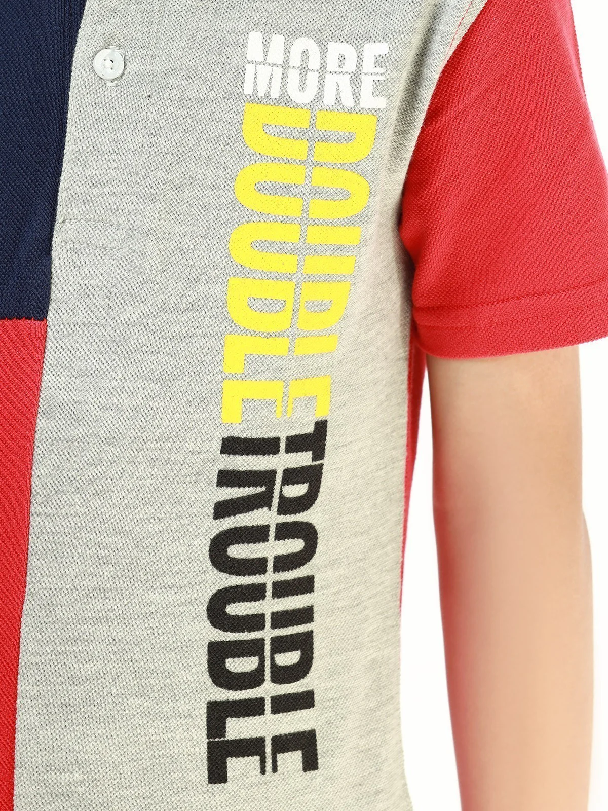 Boy's Red & Heather Grey Polo Shirt - EBTPS22-039 - Image 3